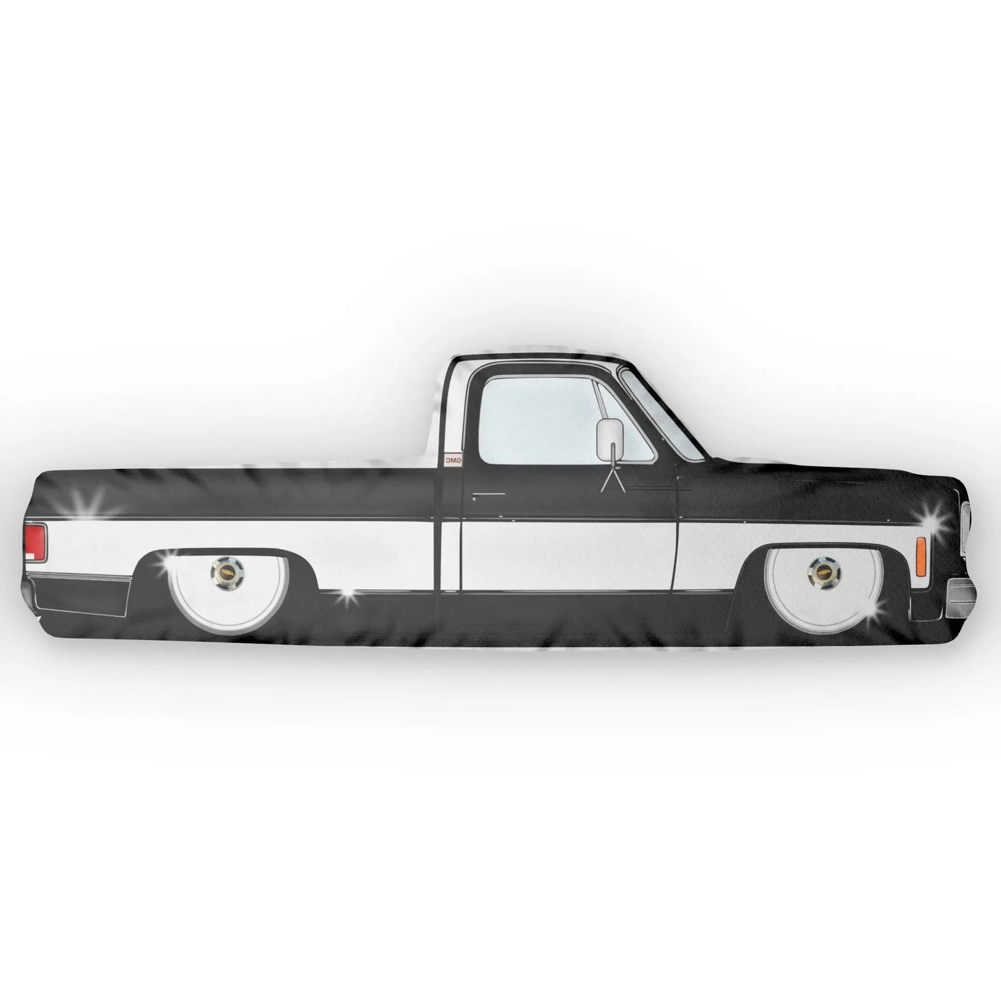 C10 Truck Shaped Pillow BLACK & WHITE , Custom Car Decor, Gift for Auto Lovers, Unique Home Accent, Vehicle Decor Printify