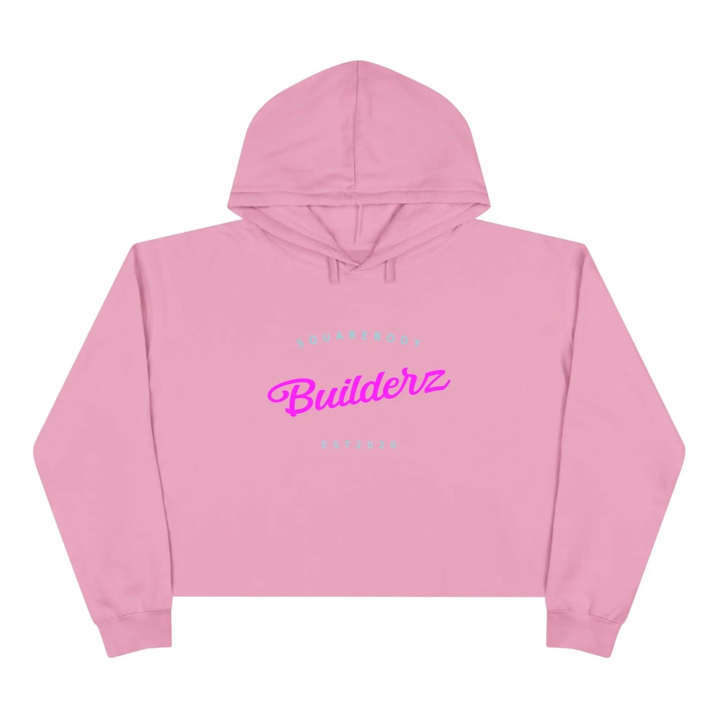 Crop Hoodie Squarebody Builderz Barbie Inspired Logo Sweater Printify