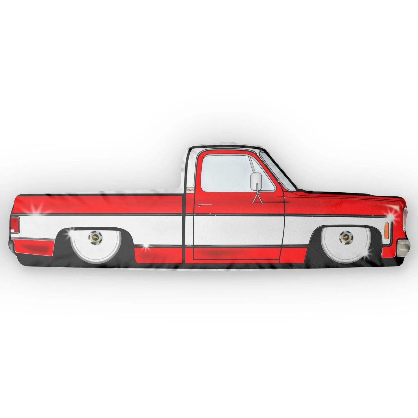 Custom C10 Truck-Shaped Pillow RED & WHITE, Fun Home Decor, Gift for Car Enthusiasts, Unique Bedroom Accent, Cozy Throw Pillow Printify