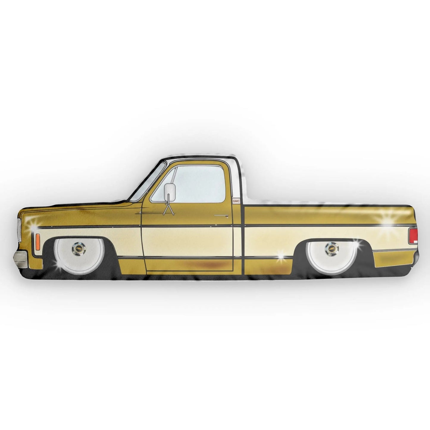 Custom Shaped C10 Truck Pillow GOLD & WHITE | Unique Home Decor, Gifts for Car Lovers, Cozy Couch Accessories, Ideal for Birthdays, Father's Day Printify