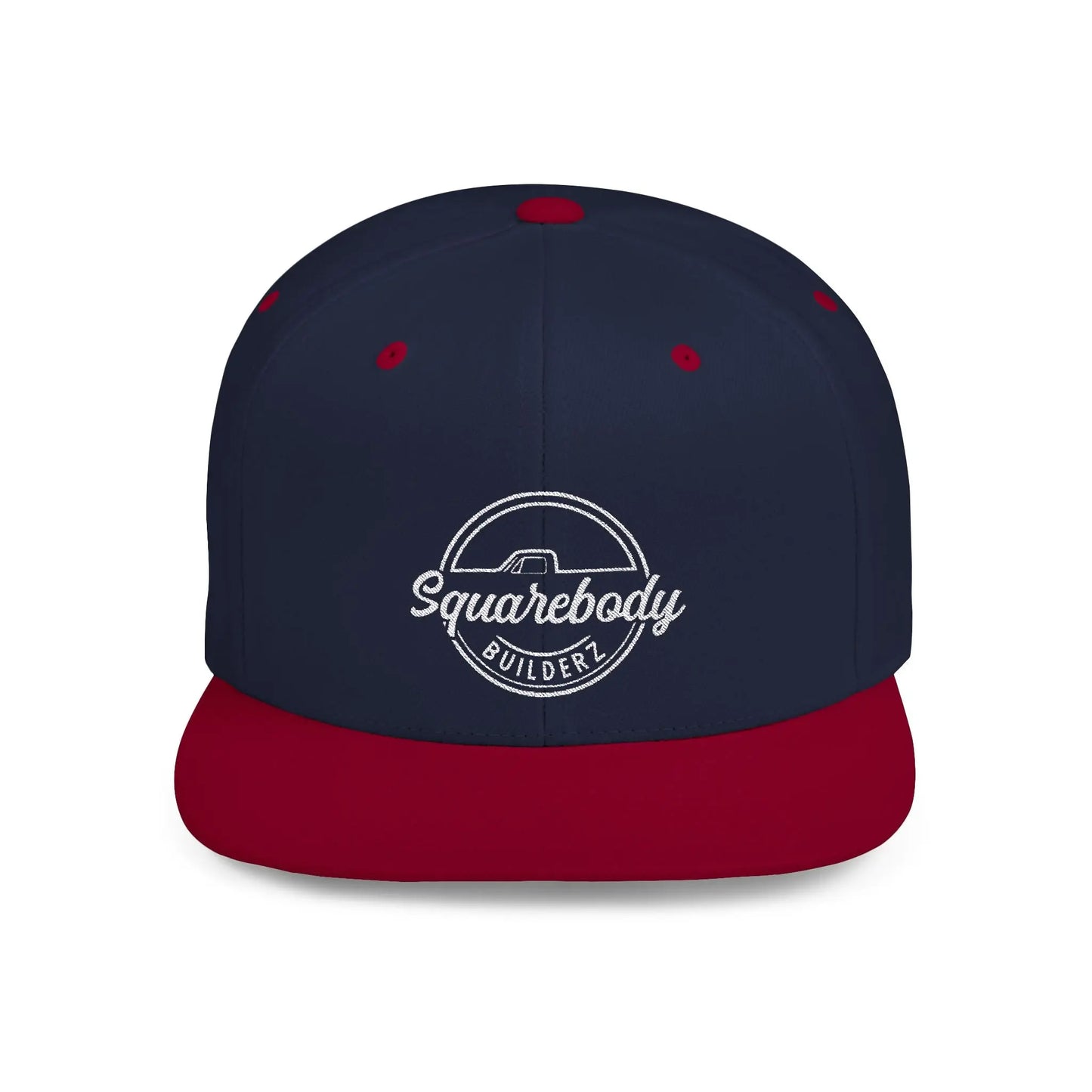 SQUAREBODY_BUILDERZ round logo Flat Bill Snapback Printify