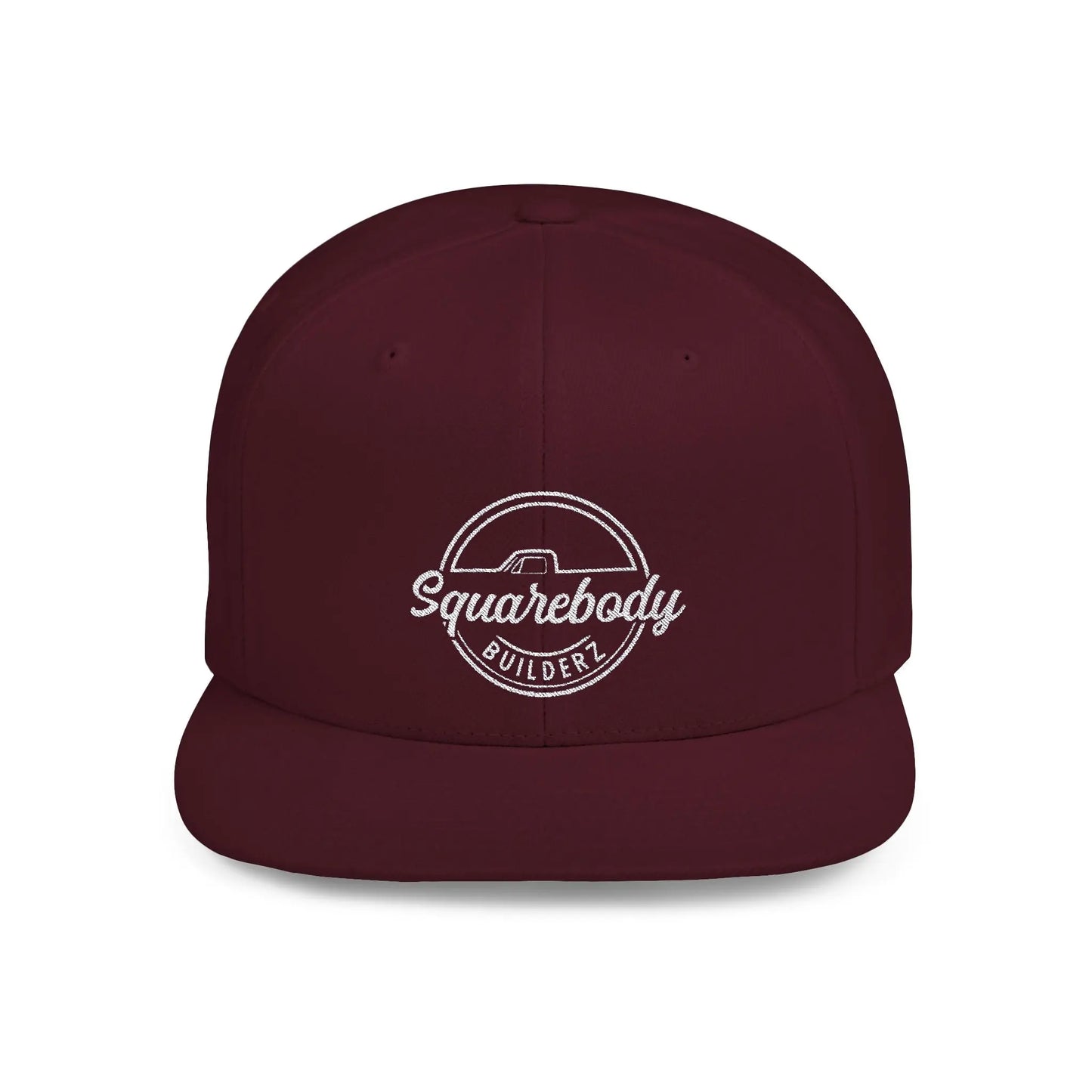 SQUAREBODY_BUILDERZ round logo Flat Bill Snapback Printify