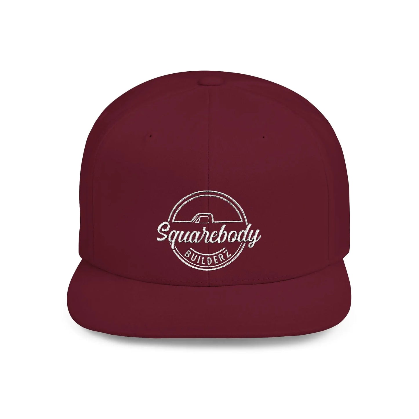 SQUAREBODY_BUILDERZ round logo Flat Bill Snapback Printify