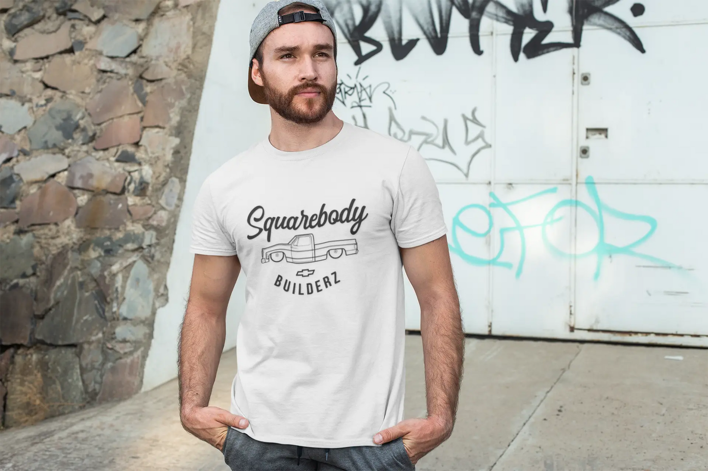 Squarebody Builderz Chevy truck LOGO tshirt Printify