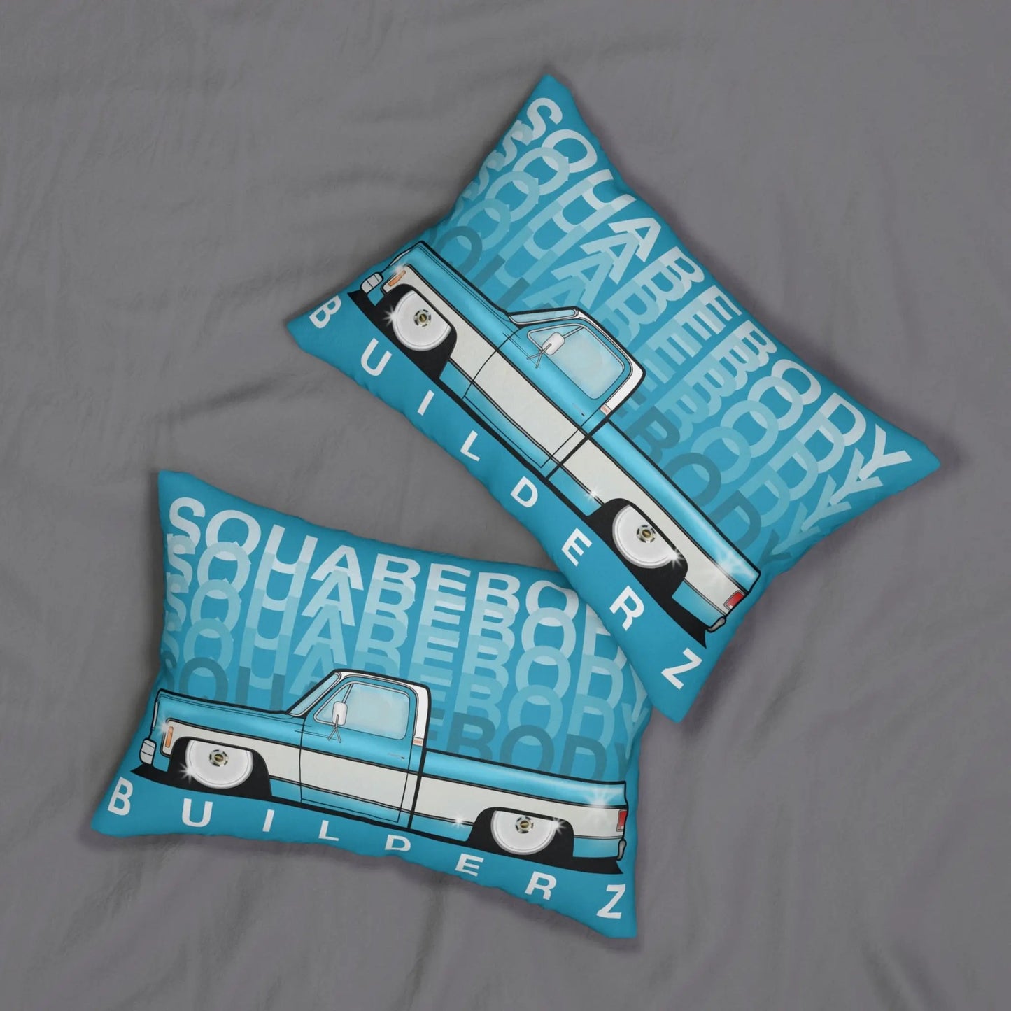 Squarebody Builderz FADED SERIES blue and white Stylish Lumbar Pillow Printify