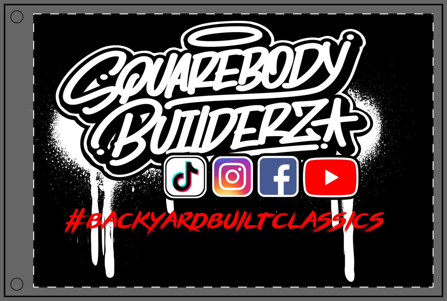 Squarebody Builderz double sided FLAG Printify