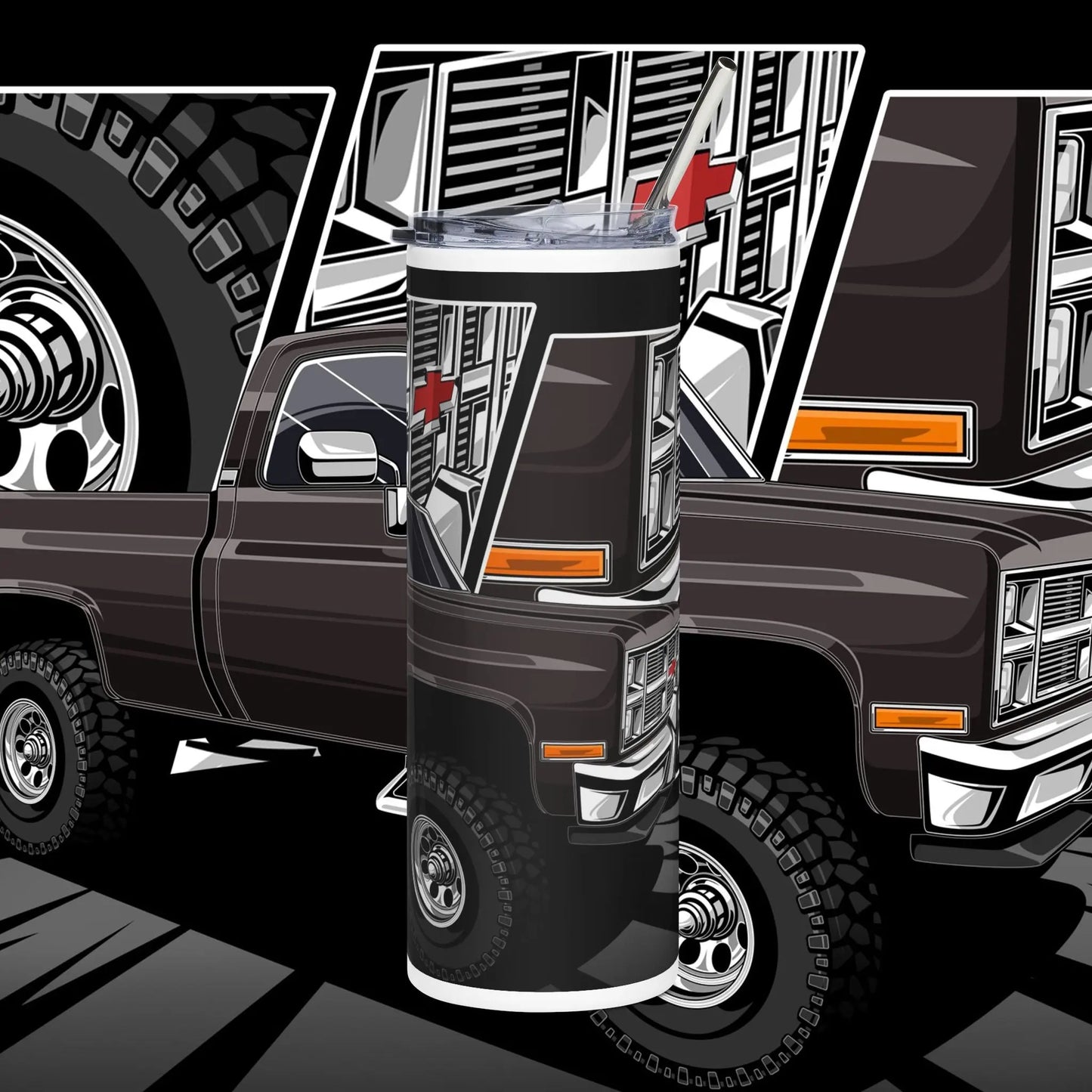 Squarebody Chevy K5 20oz Tumbler Stainless Steel Travel Cup Printify