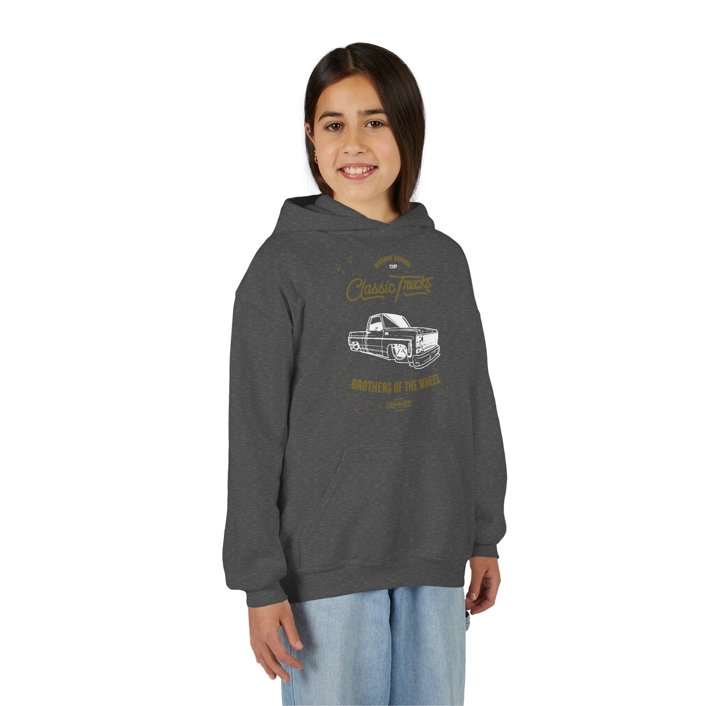 " Brothers of the Wheel " - Youth Vintage Automotive Sweatshirt for Young Car Enthusiasts