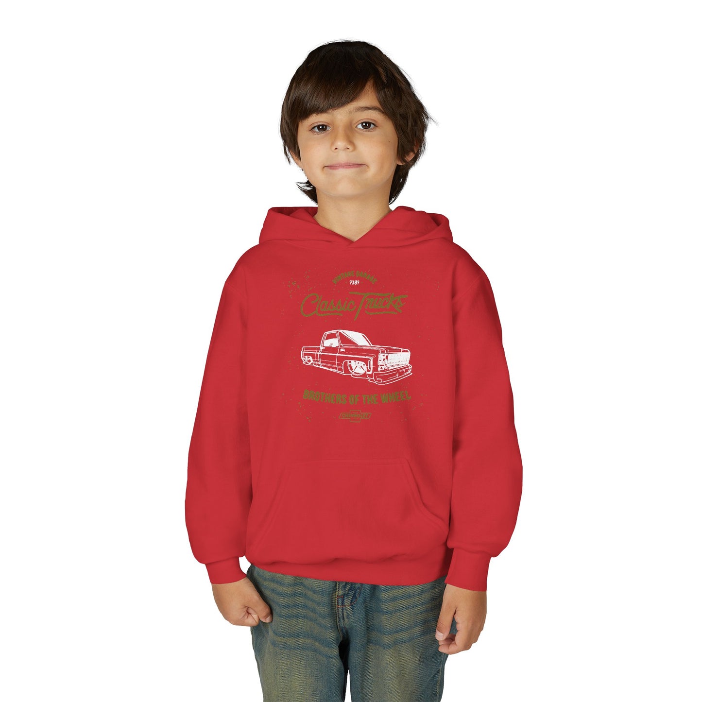 " Brothers of the Wheel " - Youth Vintage Automotive Sweatshirt for Young Car Enthusiasts