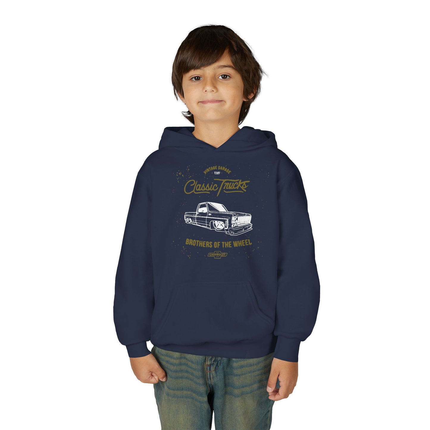 " Brothers of the Wheel " - Youth Vintage Automotive Sweatshirt for Young Car Enthusiasts