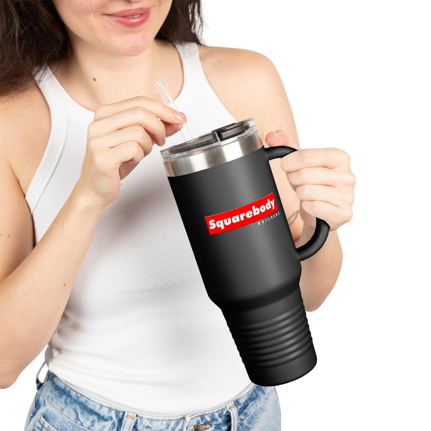SQUAREBODY_BUILDERZ Insulated Travel Mug, 40oz Printify