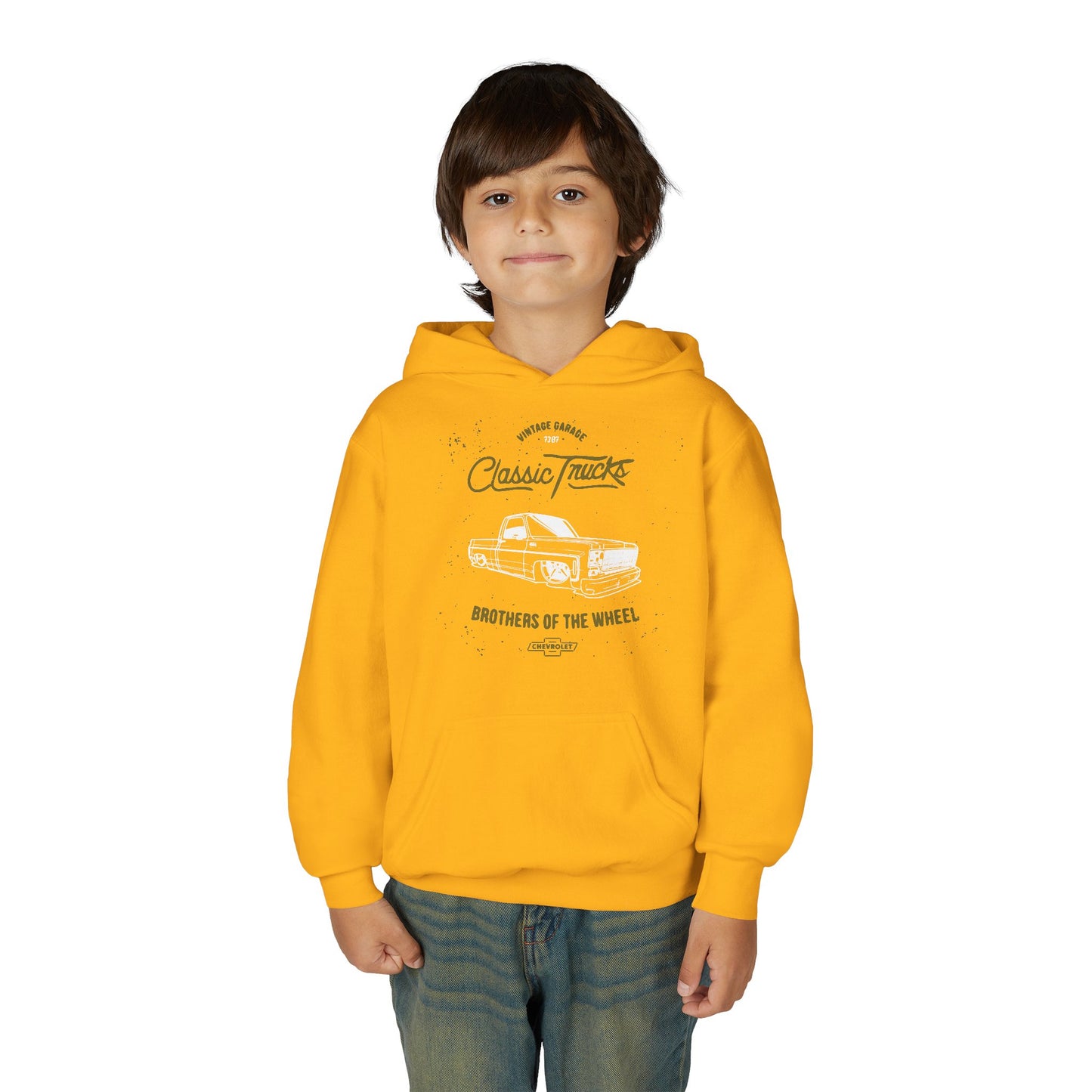 " Brothers of the Wheel " - Youth Vintage Automotive Sweatshirt for Young Car Enthusiasts