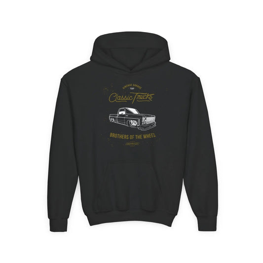 " Brothers of the Wheel " - Youth Vintage Automotive Sweatshirt for Young Car Enthusiasts Printify