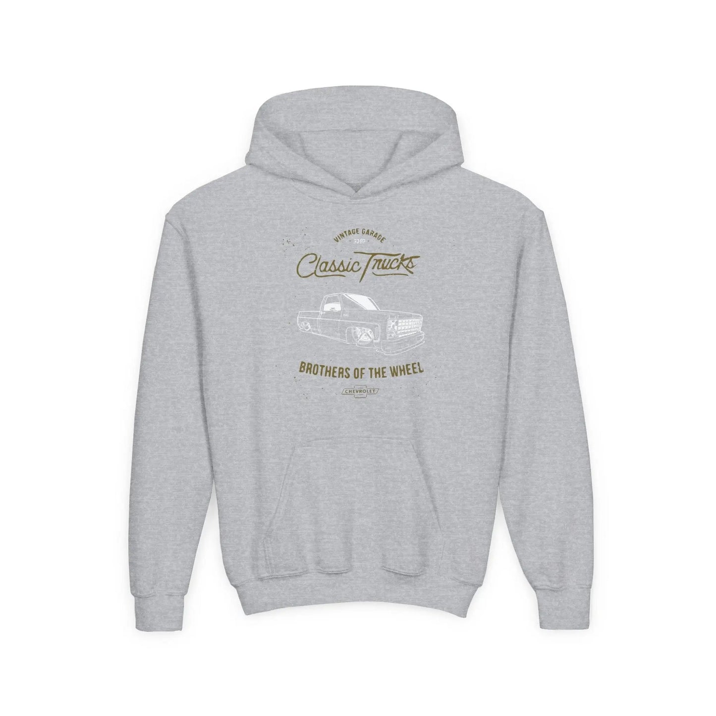 " Brothers of the Wheel " - Youth Vintage Automotive Sweatshirt for Young Car Enthusiasts Printify