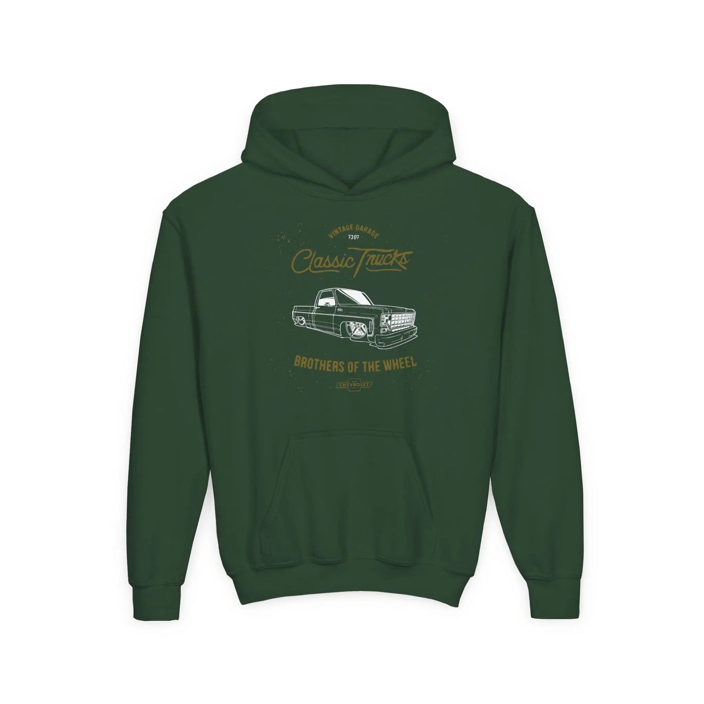 " Brothers of the Wheel " - Youth Vintage Automotive Sweatshirt for Young Car Enthusiasts Printify