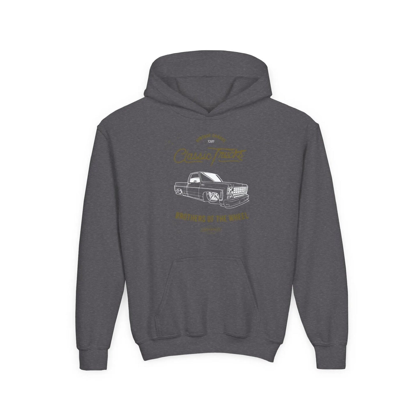 " Brothers of the Wheel " - Youth Vintage Automotive Sweatshirt for Young Car Enthusiasts Printify