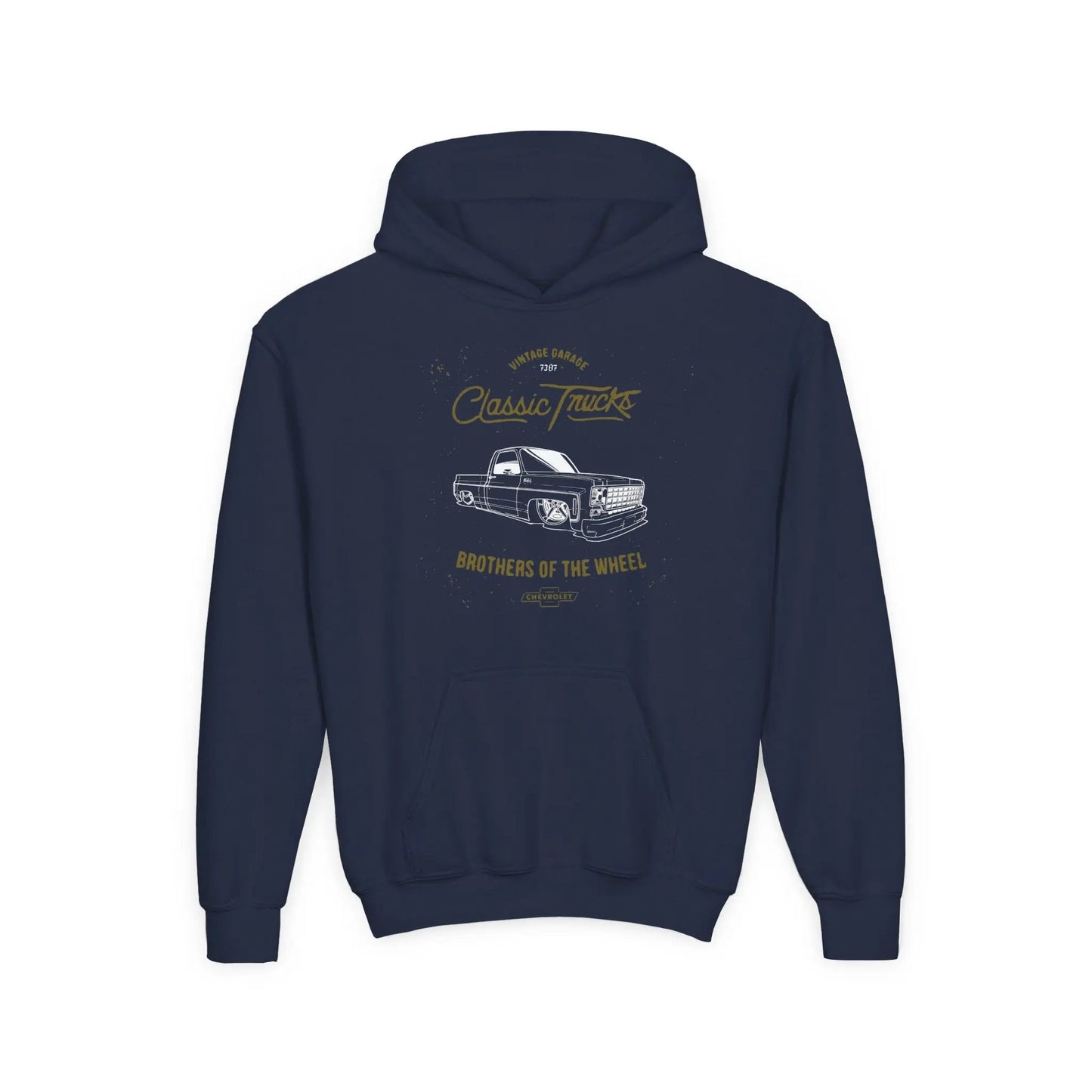 " Brothers of the Wheel " - Youth Vintage Automotive Sweatshirt for Young Car Enthusiasts Printify