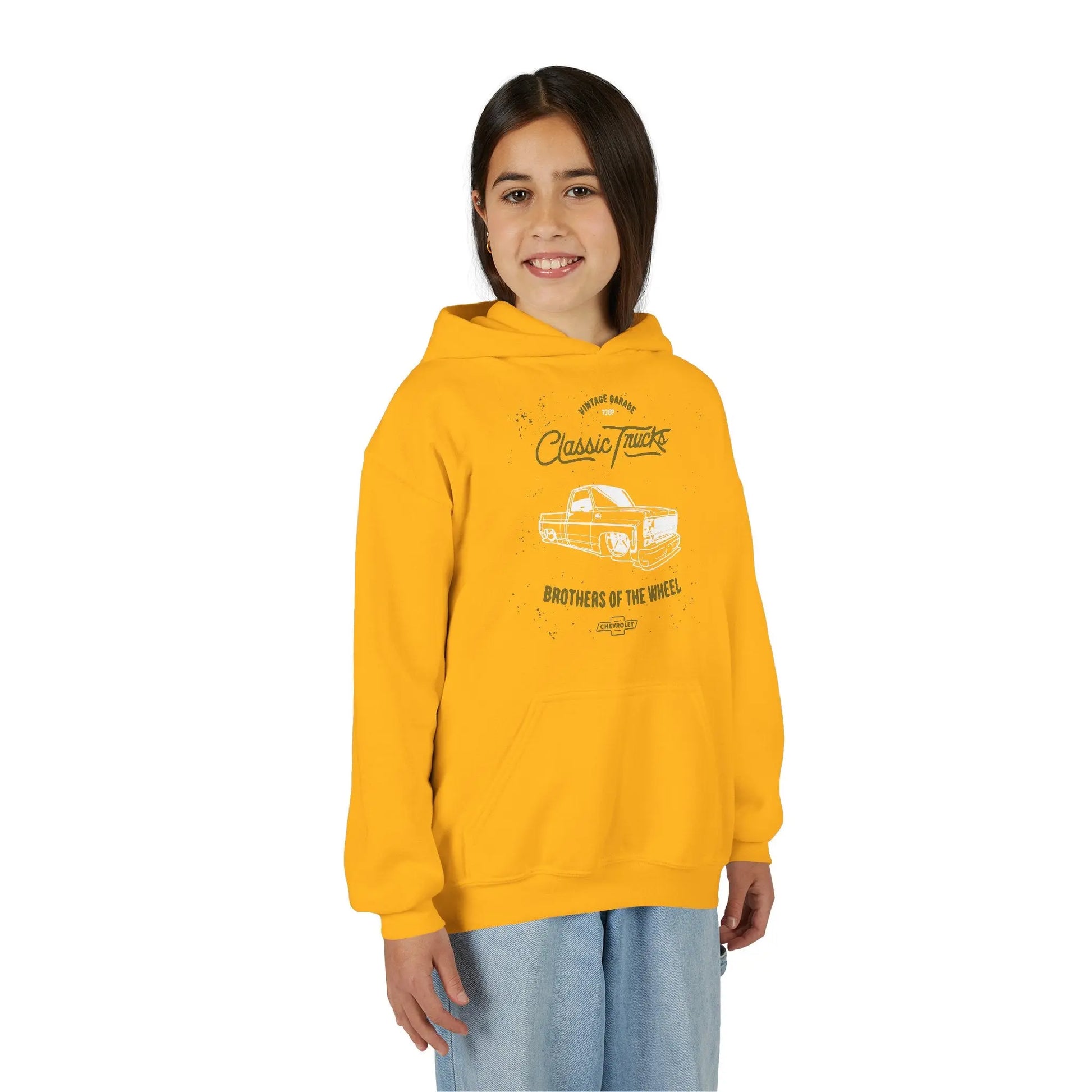 " Brothers of the Wheel " - Youth Vintage Automotive Sweatshirt for Young Car Enthusiasts Printify