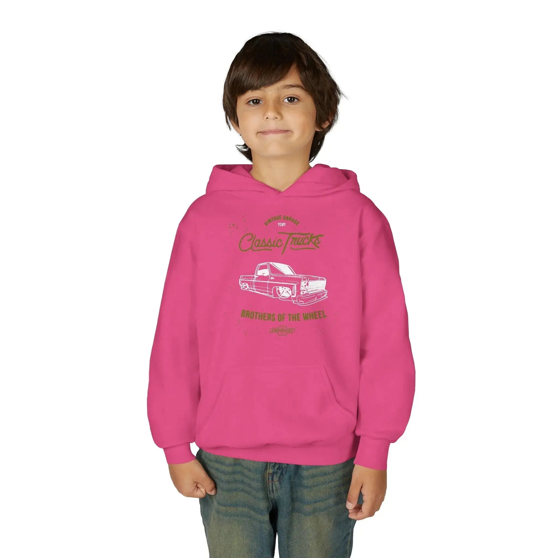" Brothers of the Wheel " - Youth Vintage Automotive Sweatshirt for Young Car Enthusiasts Printify