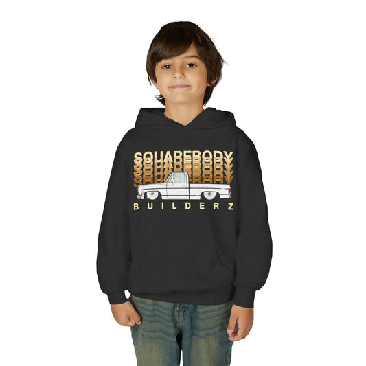 " C10 Faded series " White / Gold Squarebody  Vintage Truck Youth Hoodie - Casual Style for Car Lovers Printify