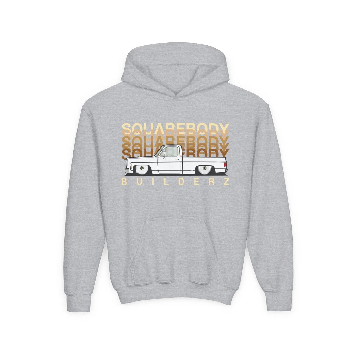 " C10 Faded series " White / Gold Squarebody  Vintage Truck Youth Hoodie - Casual Style for Car Lovers Printify