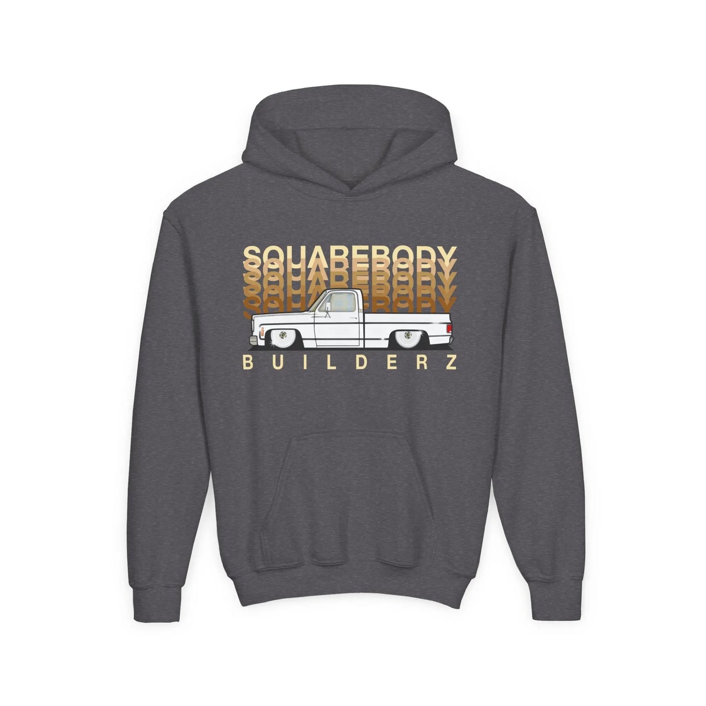 " C10 Faded series " White / Gold Squarebody  Vintage Truck Youth Hoodie - Casual Style for Car Lovers Printify