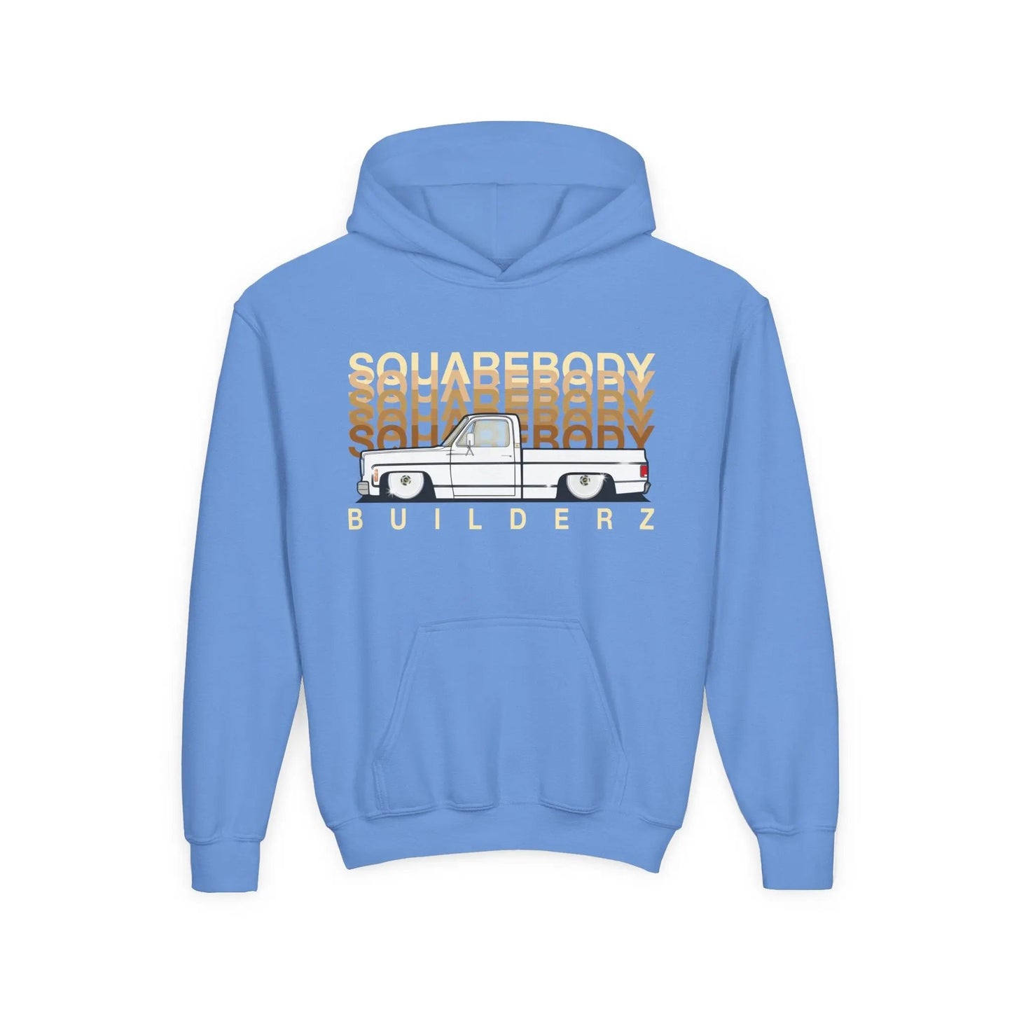 " C10 Faded series " White / Gold Squarebody  Vintage Truck Youth Hoodie - Casual Style for Car Lovers Printify