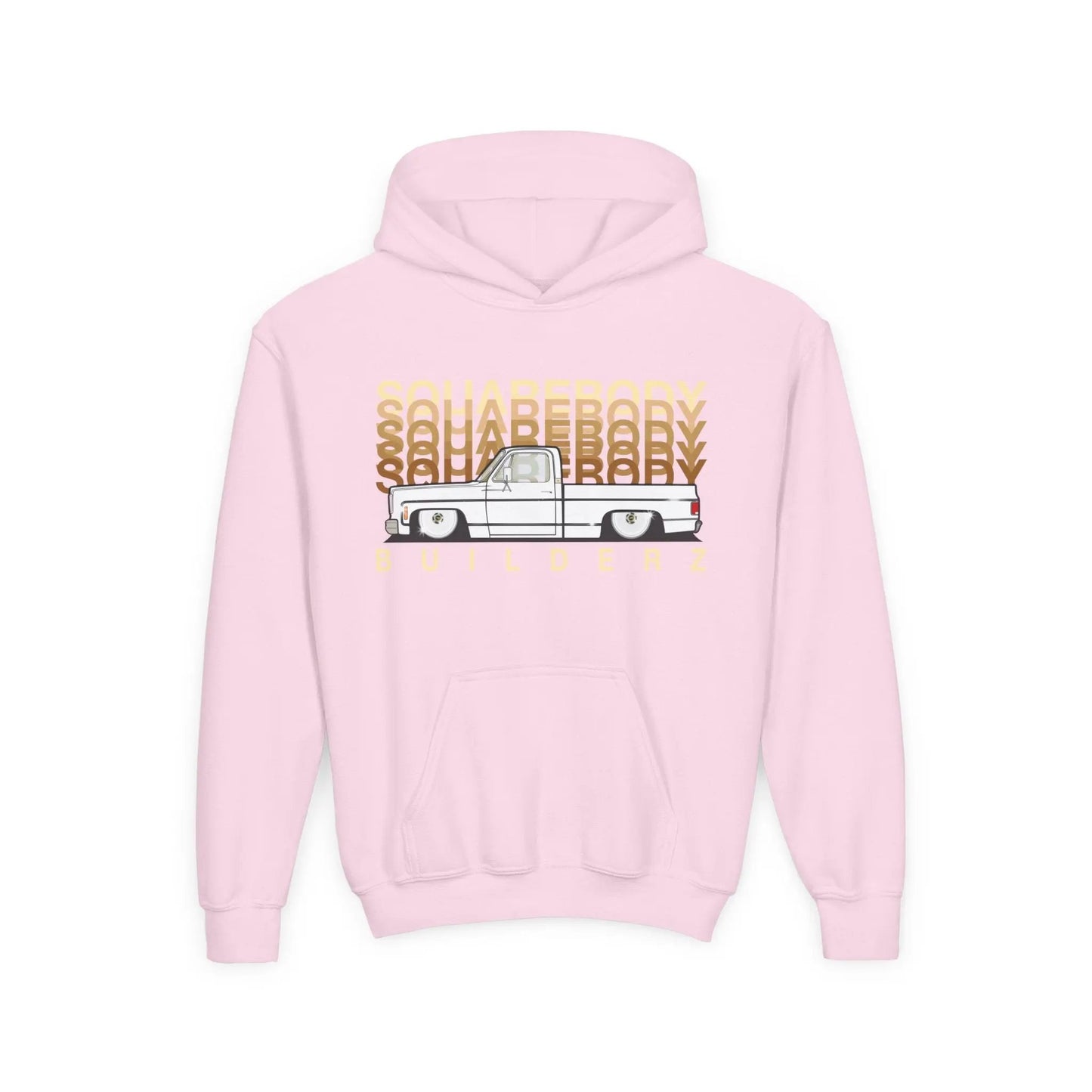" C10 Faded series " White / Gold Squarebody  Vintage Truck Youth Hoodie - Casual Style for Car Lovers Printify