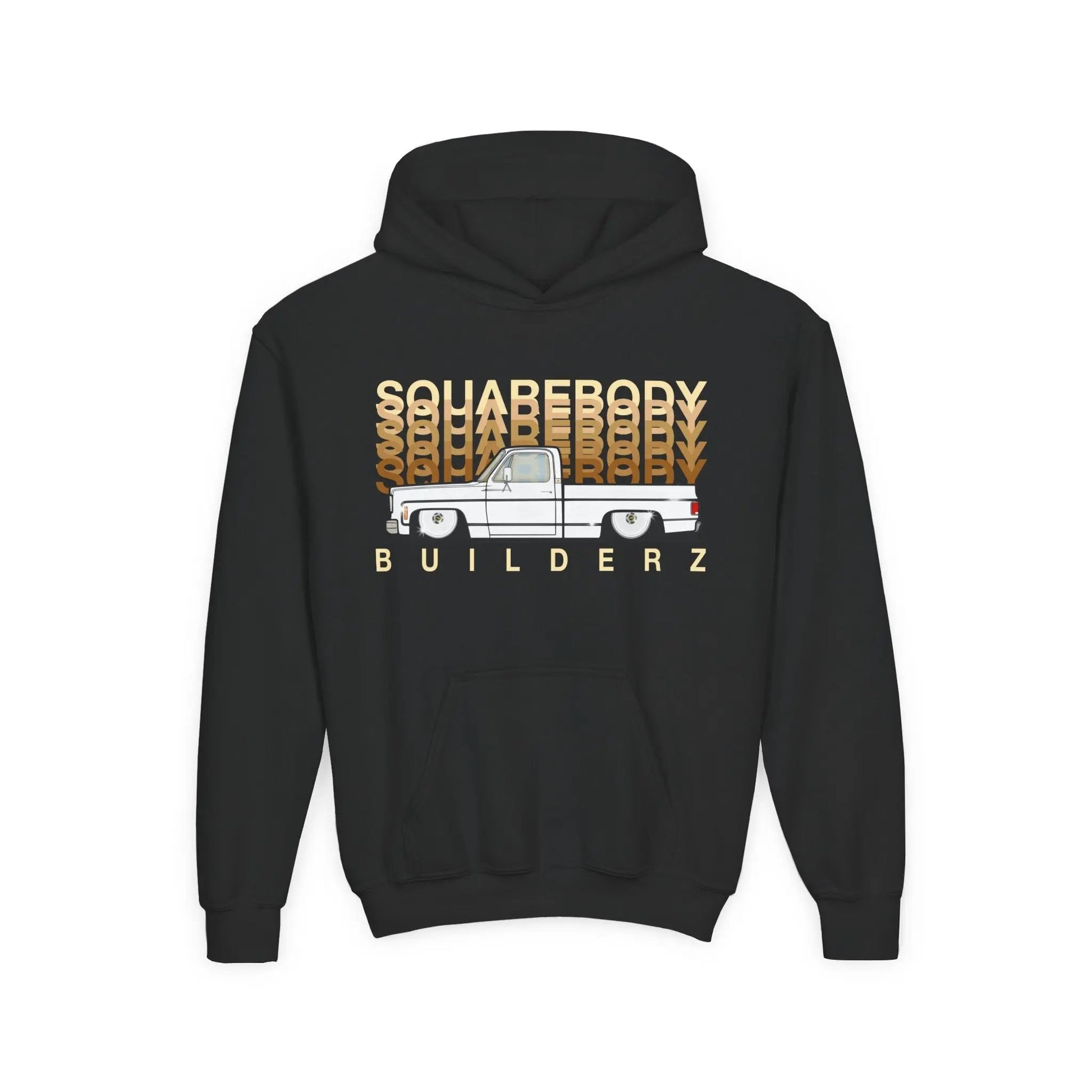 " C10 Faded series " White / Gold Squarebody  Vintage Truck Youth Hoodie - Casual Style for Car Lovers Printify