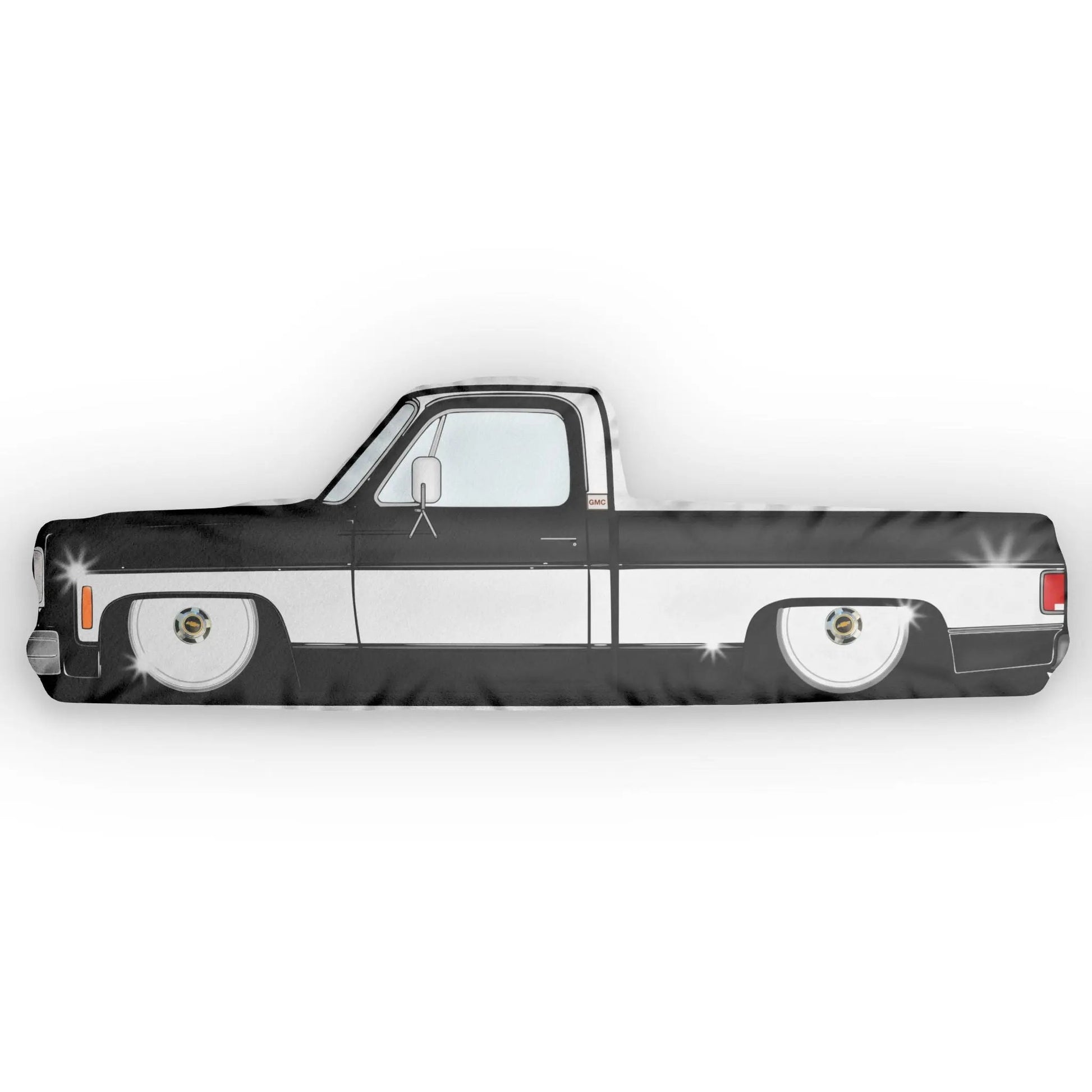 C10 Truck Shaped Pillow BLACK & WHITE , Custom Car Decor, Gift for Auto Lovers, Unique Home Accent, Vehicle Decor Printify