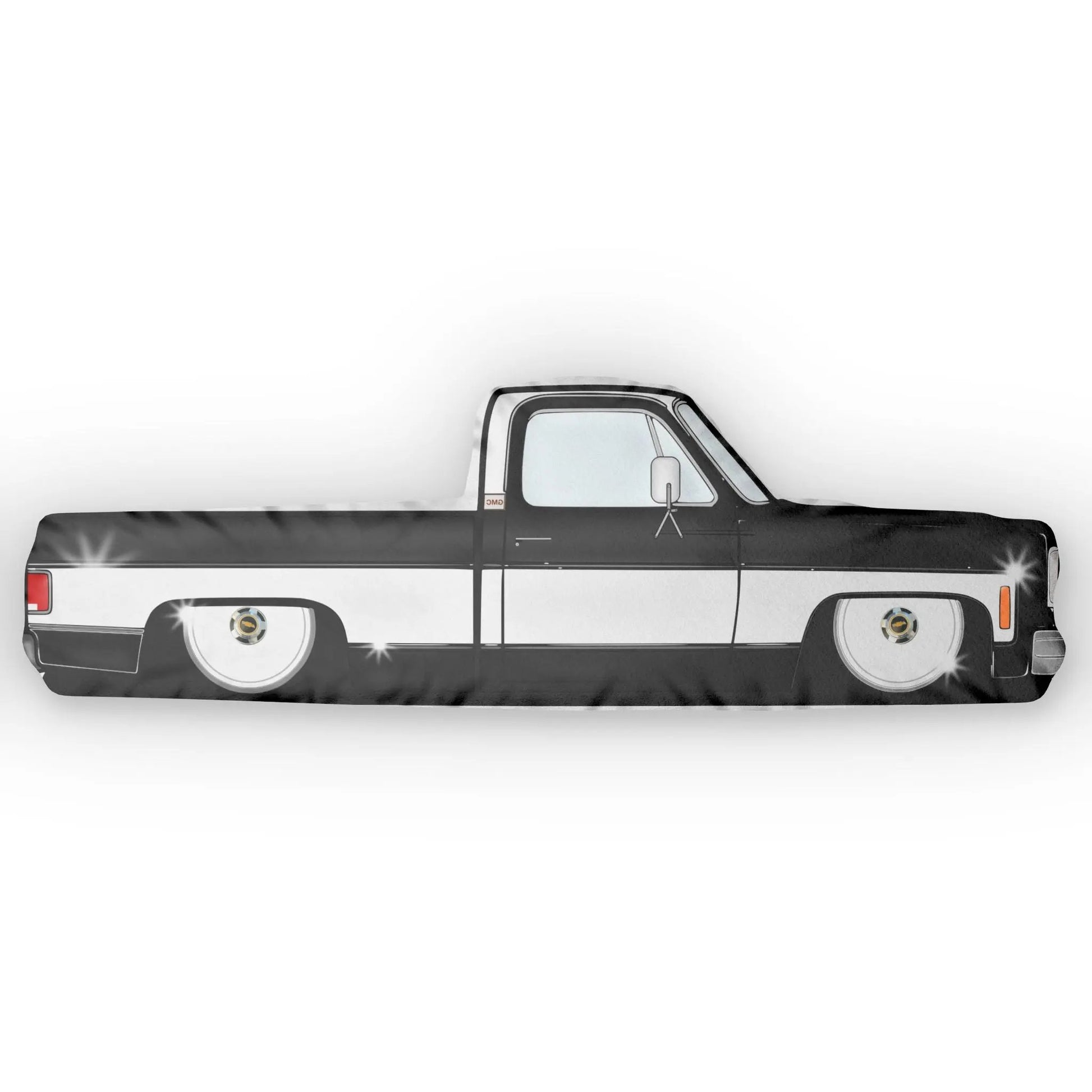 C10 Truck Shaped Pillow BLACK & WHITE , Custom Car Decor, Gift for Auto Lovers, Unique Home Accent, Vehicle Decor Printify