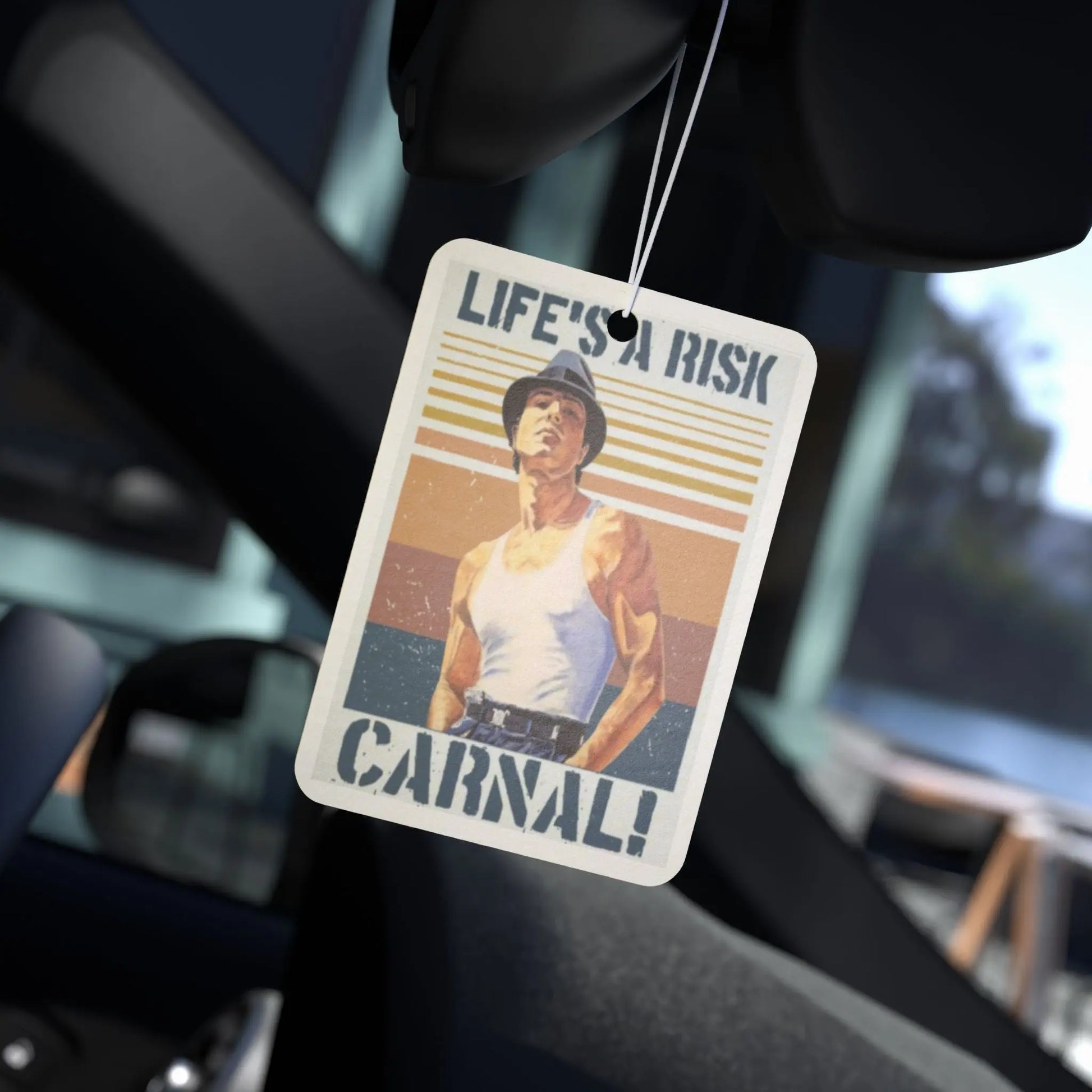 Car Air Freshener — "Life's a Risk - Carnal!" (Blood In, Blood Out Inspired) Printify