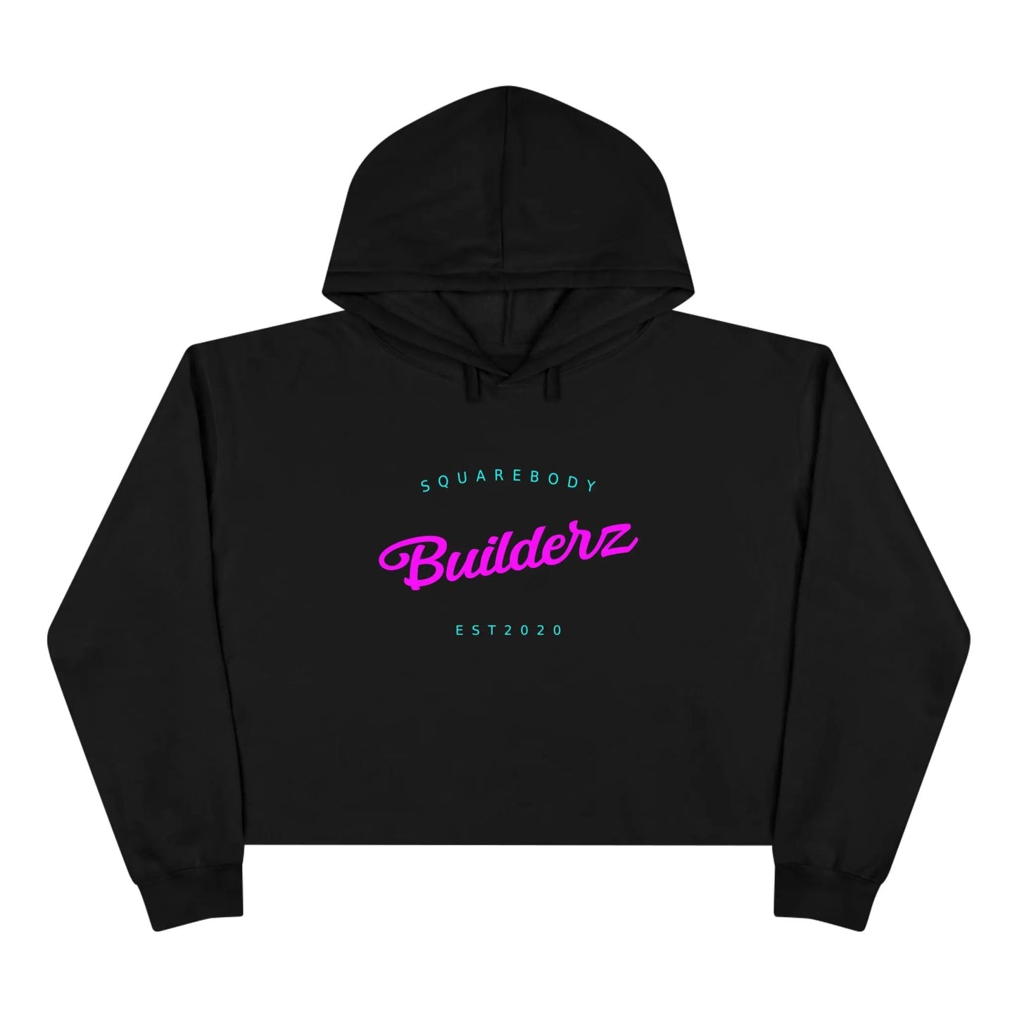 Crop Hoodie Squarebody Builderz Barbie Inspired Logo Sweater Printify