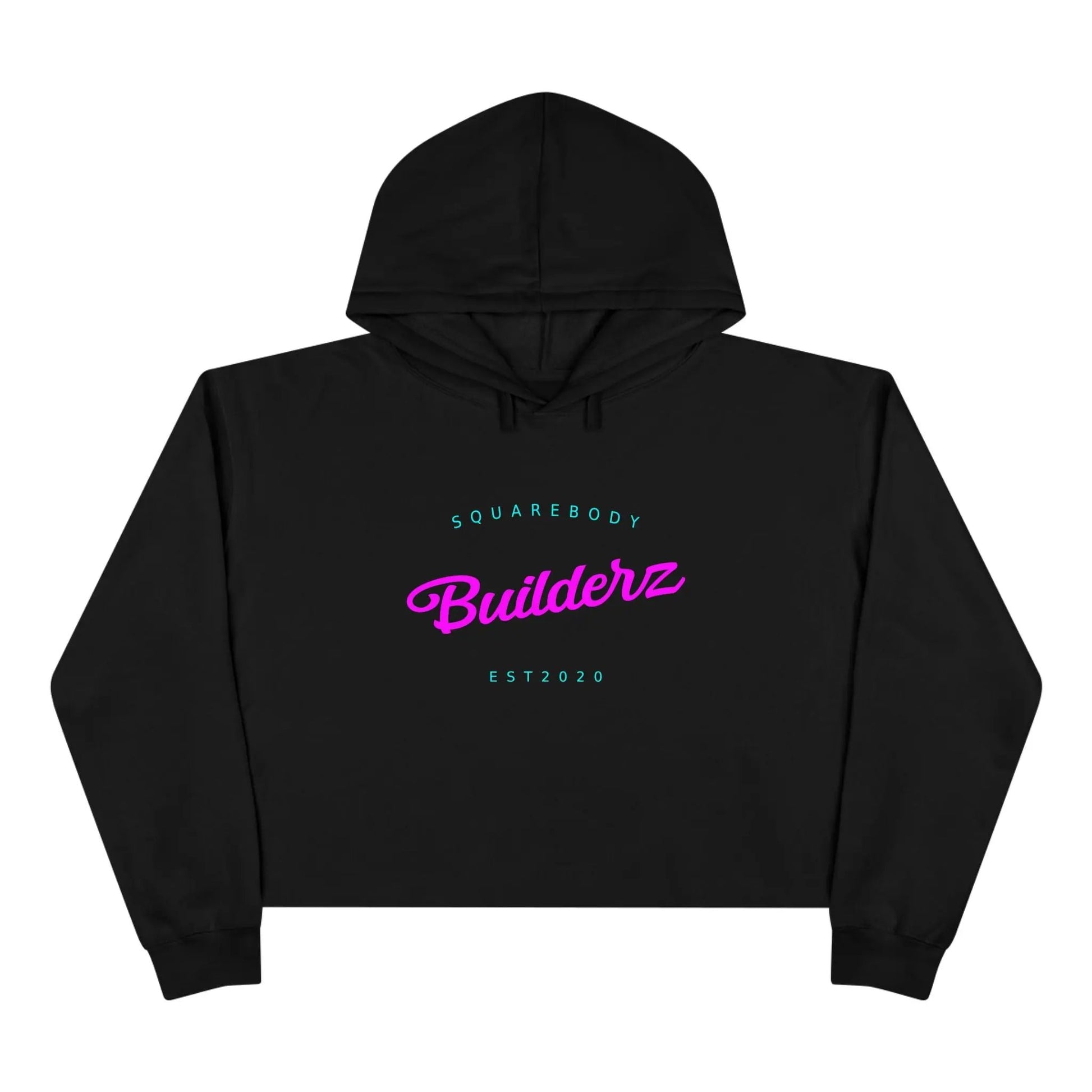 Crop Hoodie Squarebody Builderz Barbie Inspired Logo Sweater Printify