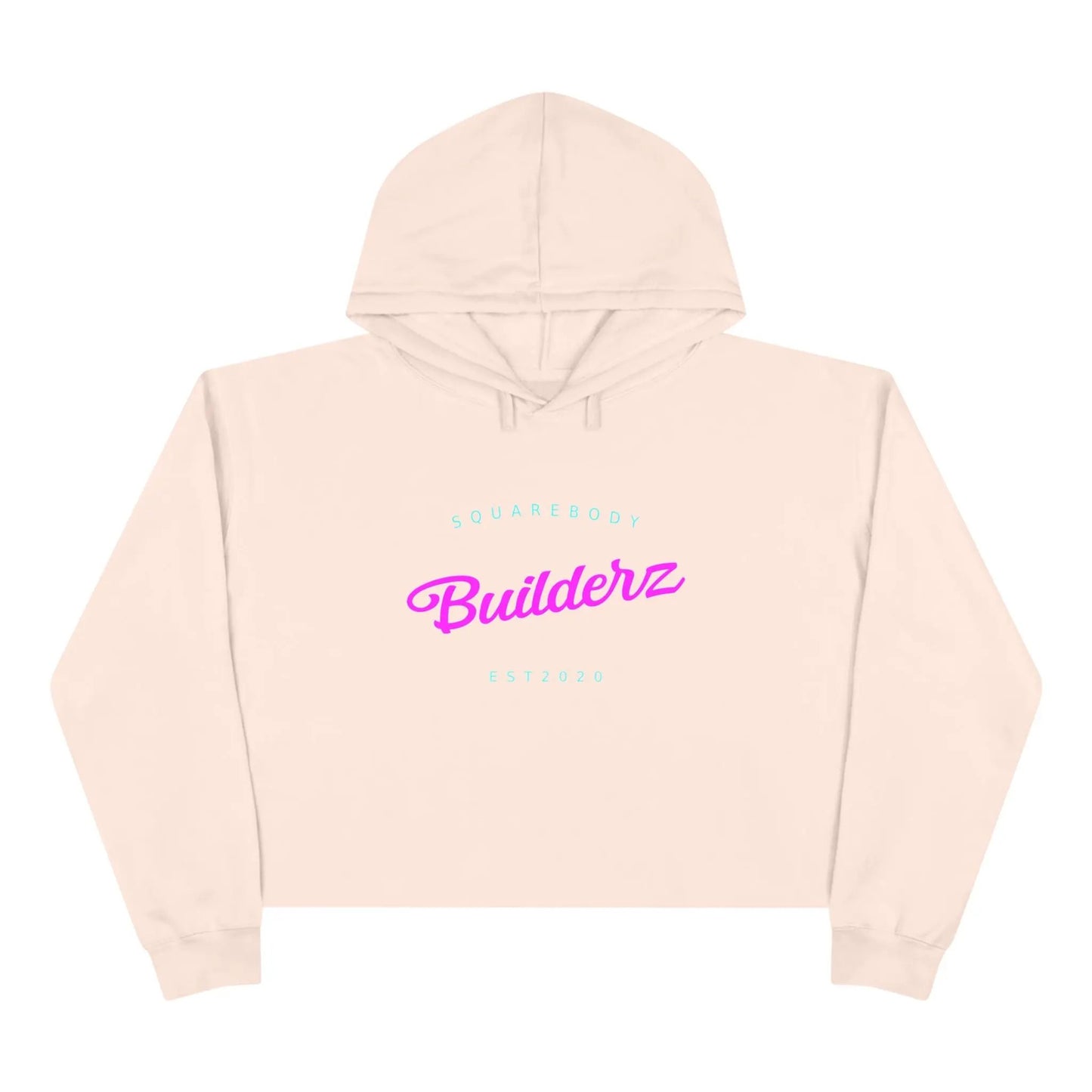 Crop Hoodie Squarebody Builderz Barbie Inspired Logo Sweater Printify