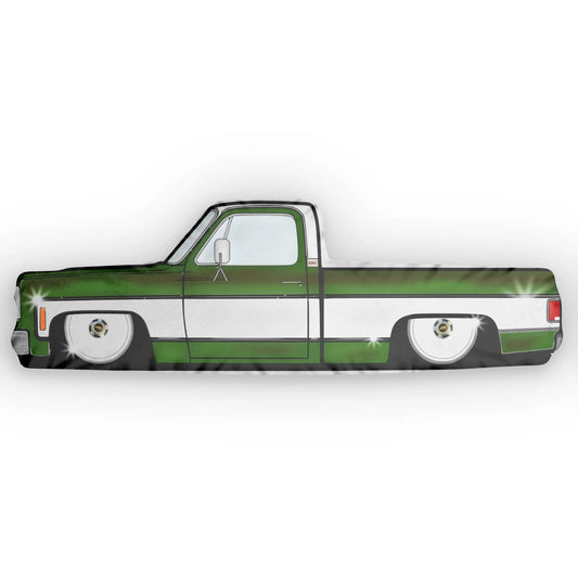 Custom C10 Truck-Shaped Pillow GREEN & WHITE, Vehicle Decor, Unique Gift for Car Lovers, Cozy Home Accessory, Truck Enthusiast Softie Printify