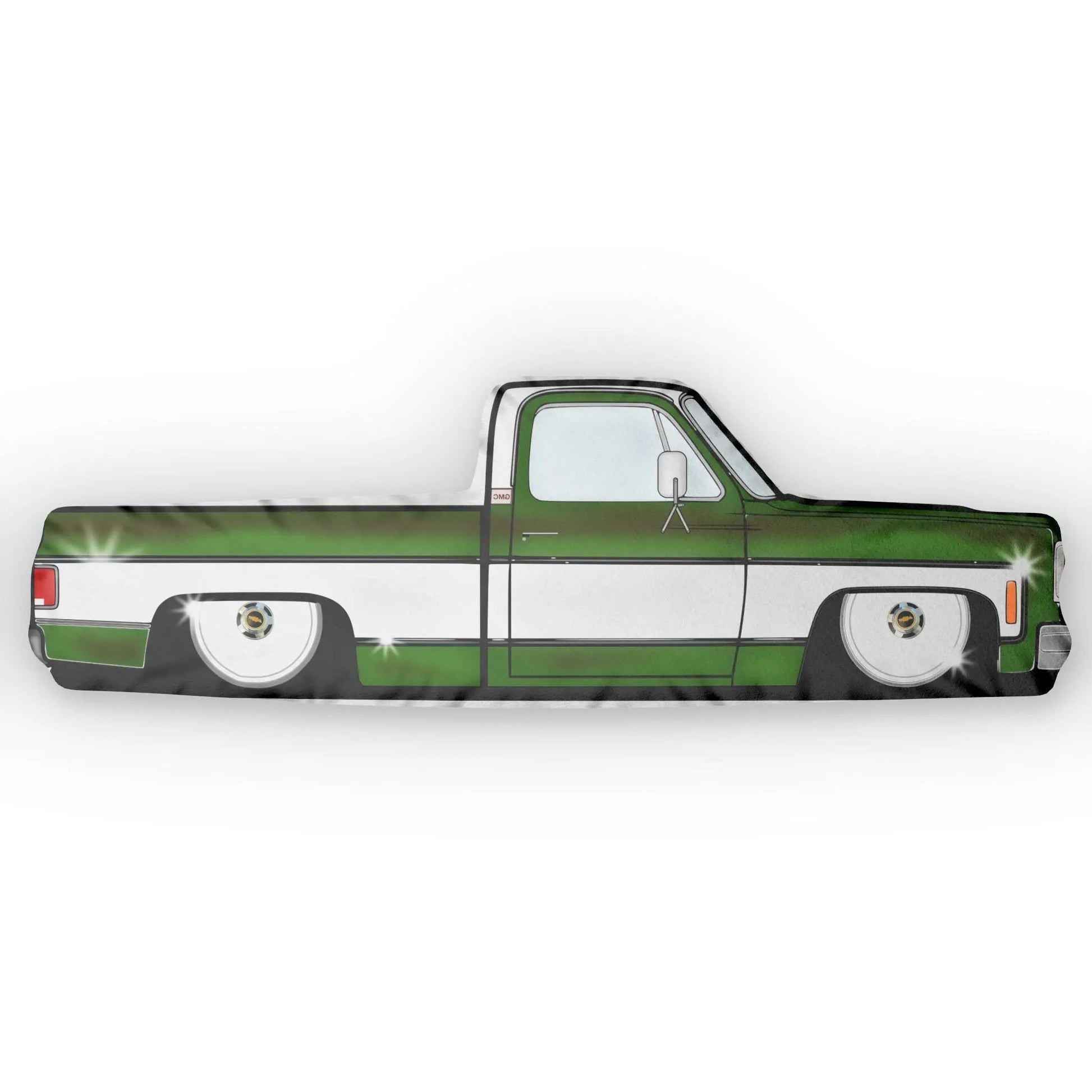 Custom C10 Truck-Shaped Pillow GREEN & WHITE, Vehicle Decor, Unique Gift for Car Lovers, Cozy Home Accessory, Truck Enthusiast Softie Printify