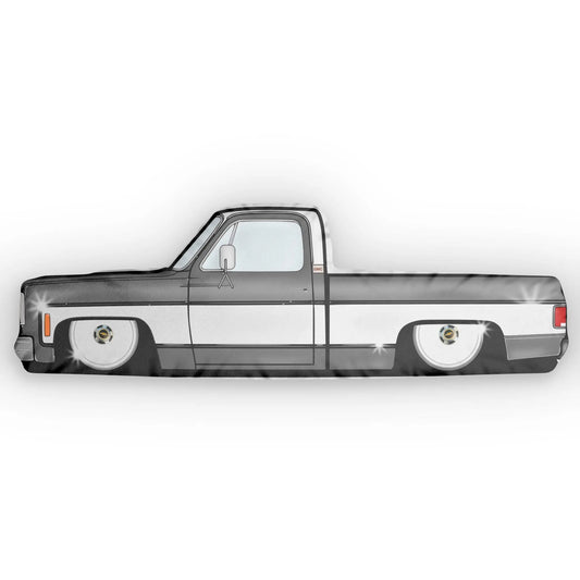 Custom C10 Truck-Shaped Pillow GREY & WHITE , Unique Home Decor, Gift for Car Lovers, Cozy Cushion, Automotive Themed Pillow Printify