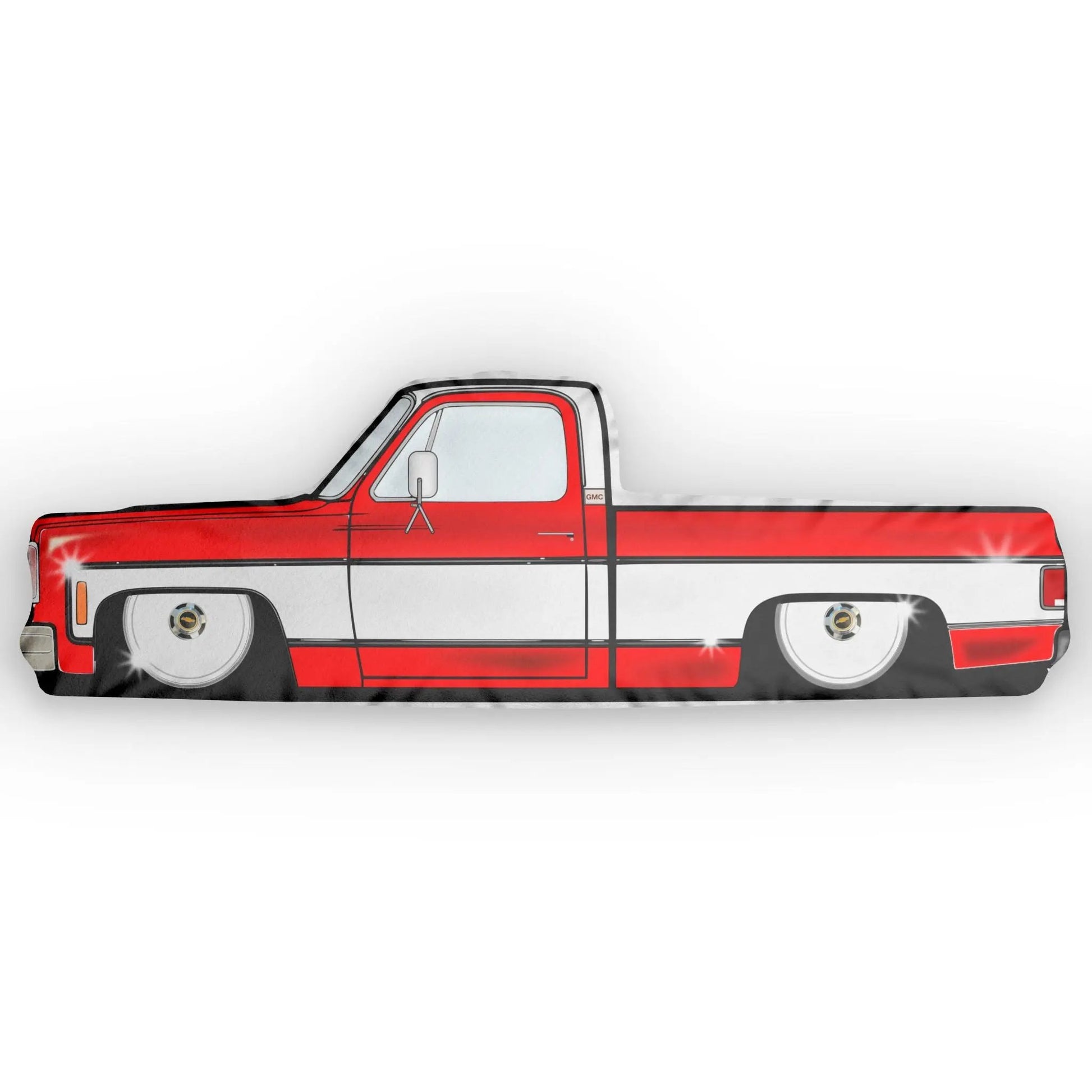 Custom C10 Truck-Shaped Pillow RED & WHITE, Fun Home Decor, Gift for Car Enthusiasts, Unique Bedroom Accent, Cozy Throw Pillow Printify