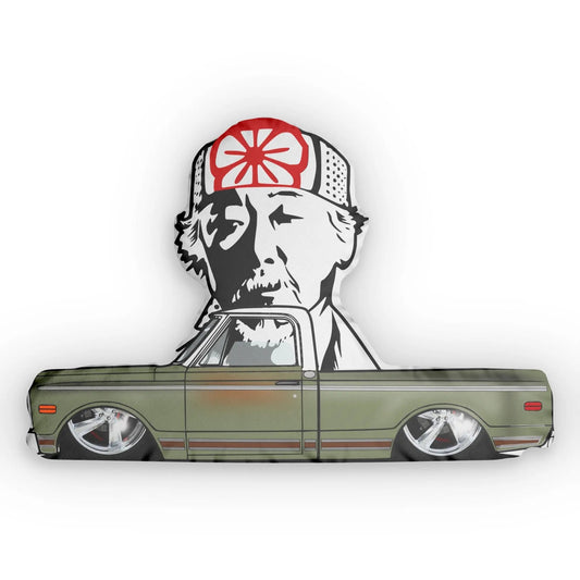 Mr. Miyagi 1969 Chevy C10 throw pillow Printify