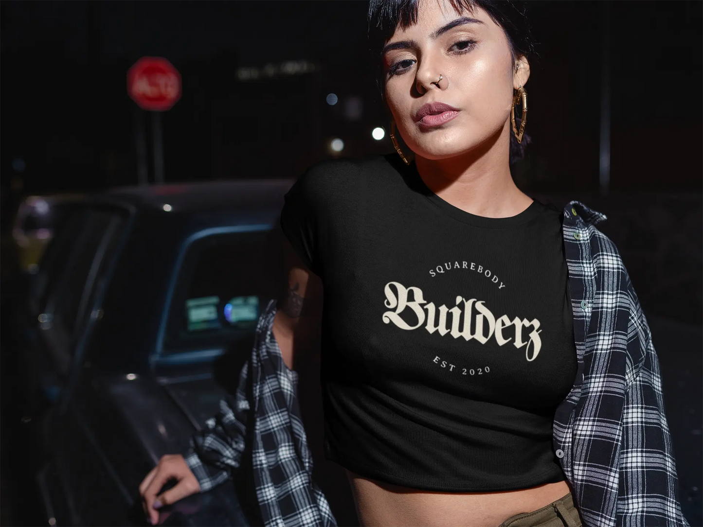 Organic Boxy T-shirt - Squarebody Builderz Logo Printify