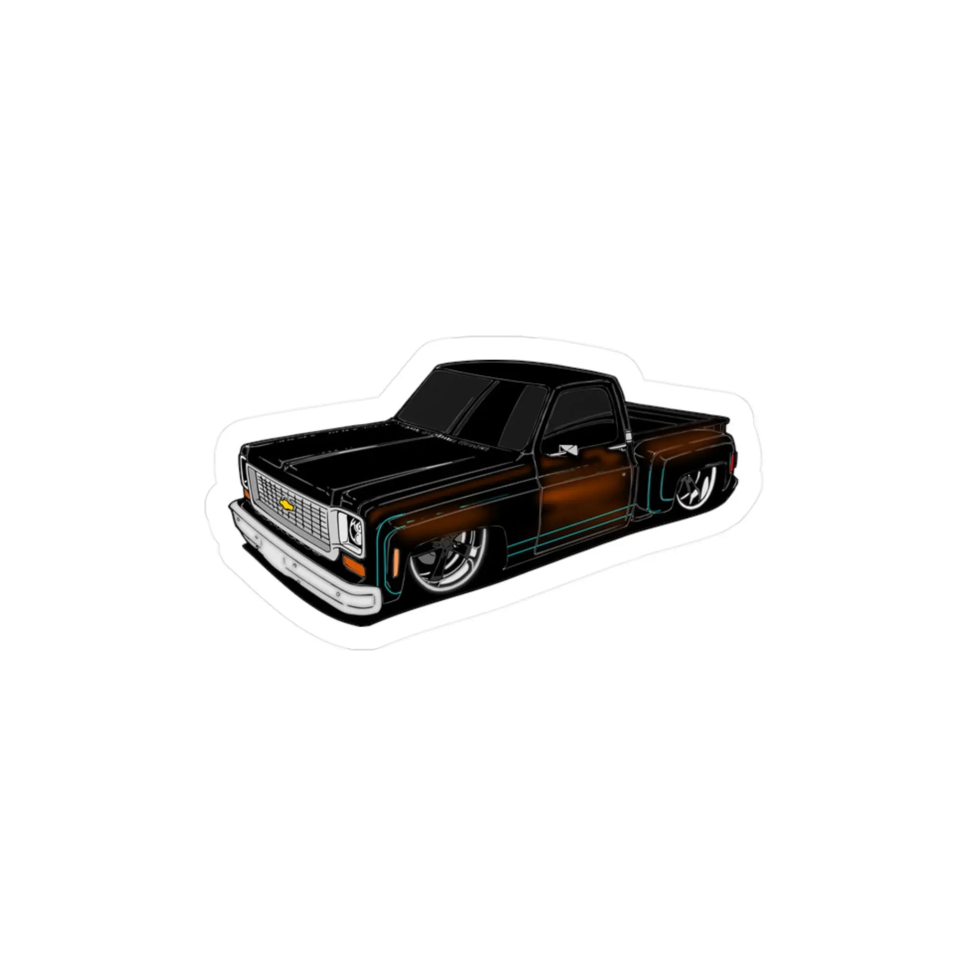 Patina Squarebody C10 Stepside - Lowrider Truck Vinyl Sticker — Kiss-Cut Decal Printify