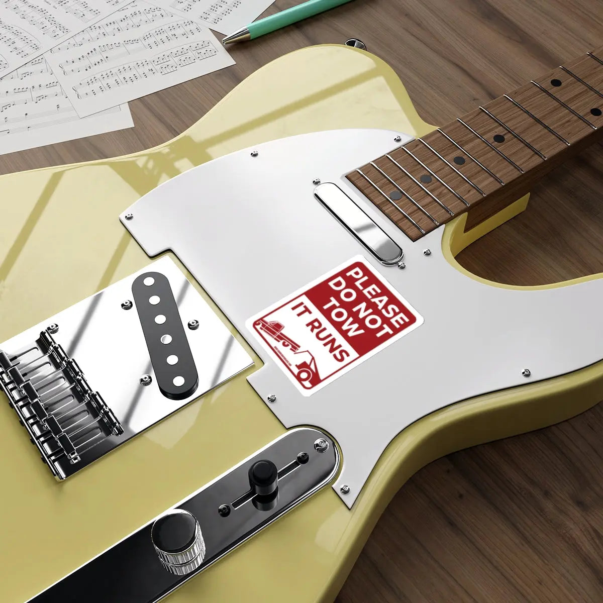 “Please Do Not Tow, It Runs” Die-Cut Sticker Printify