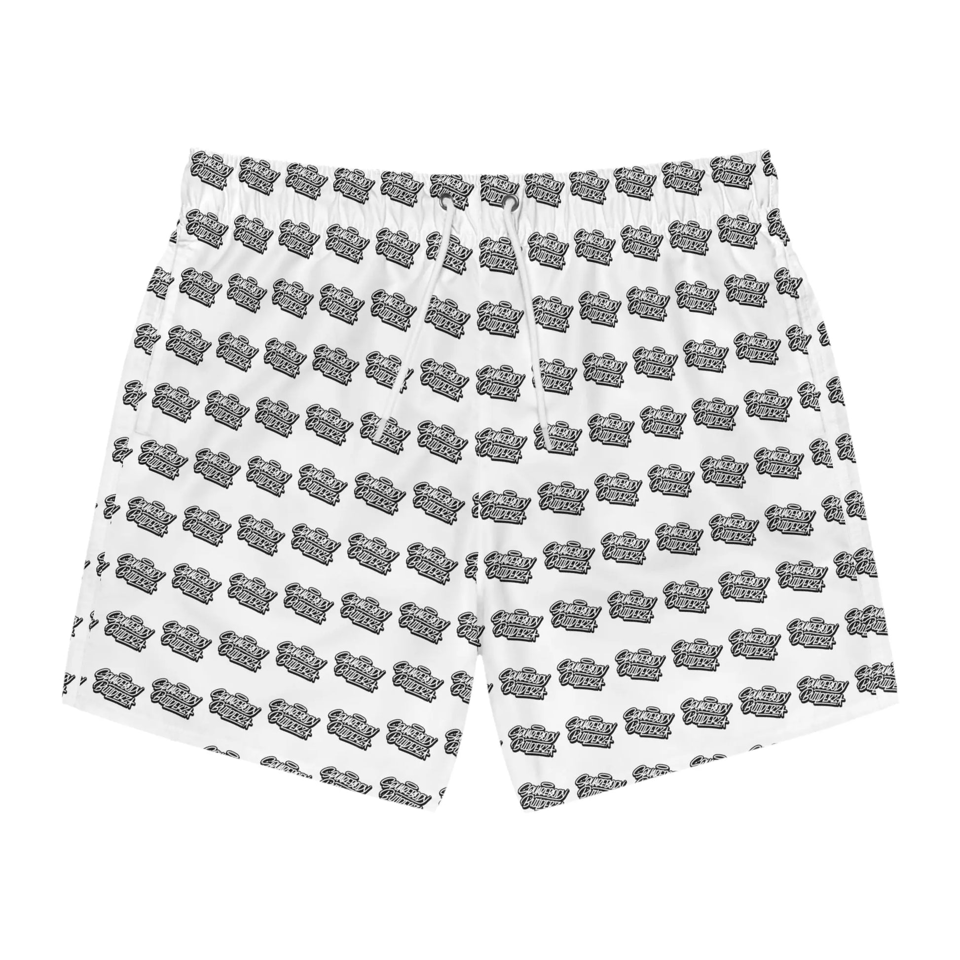 " Retro Wave Swim Trunks"  - Squarebody Builderz logo beach short MID length Printify