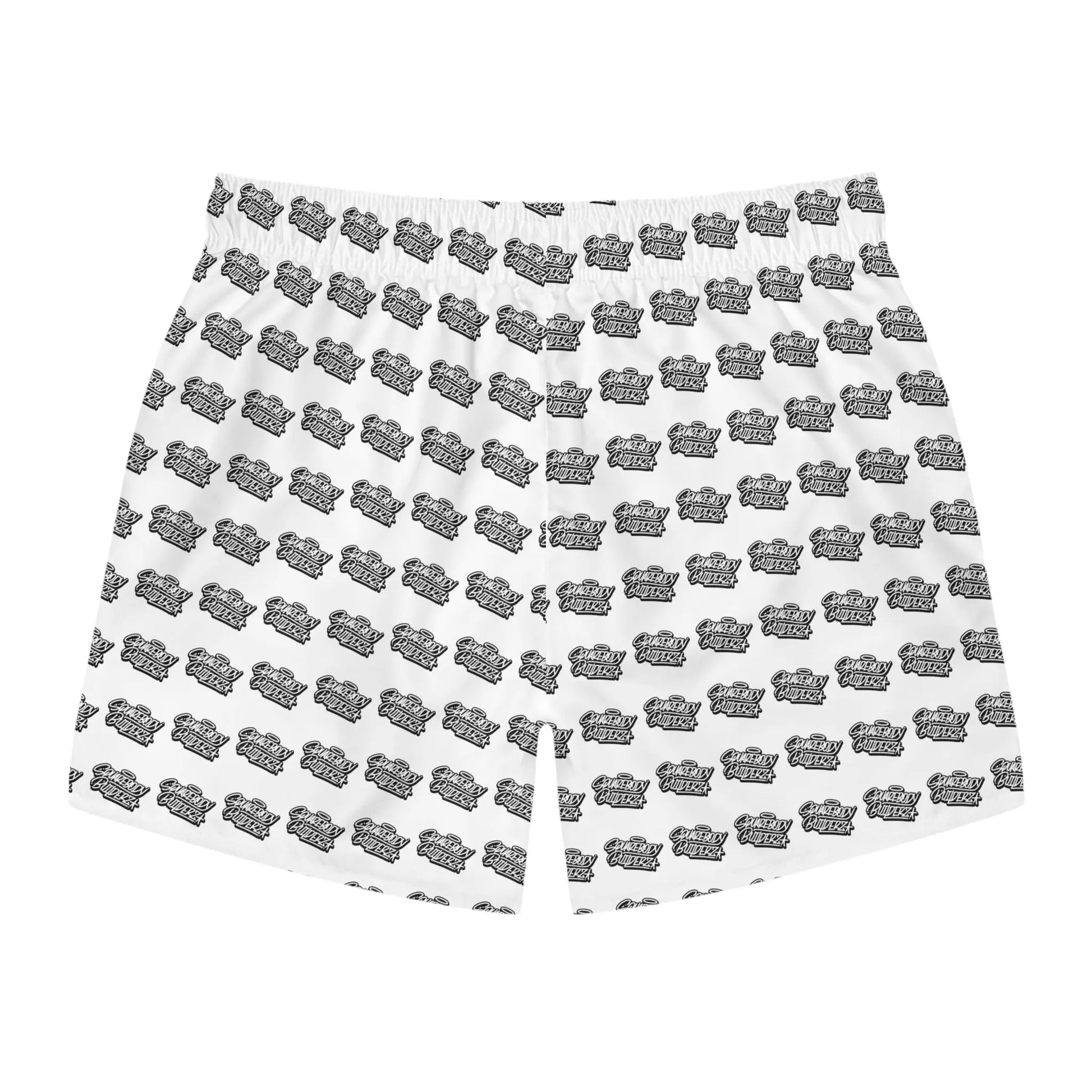 " Retro Wave Swim Trunks"  - Squarebody Builderz logo beach short MID length Printify