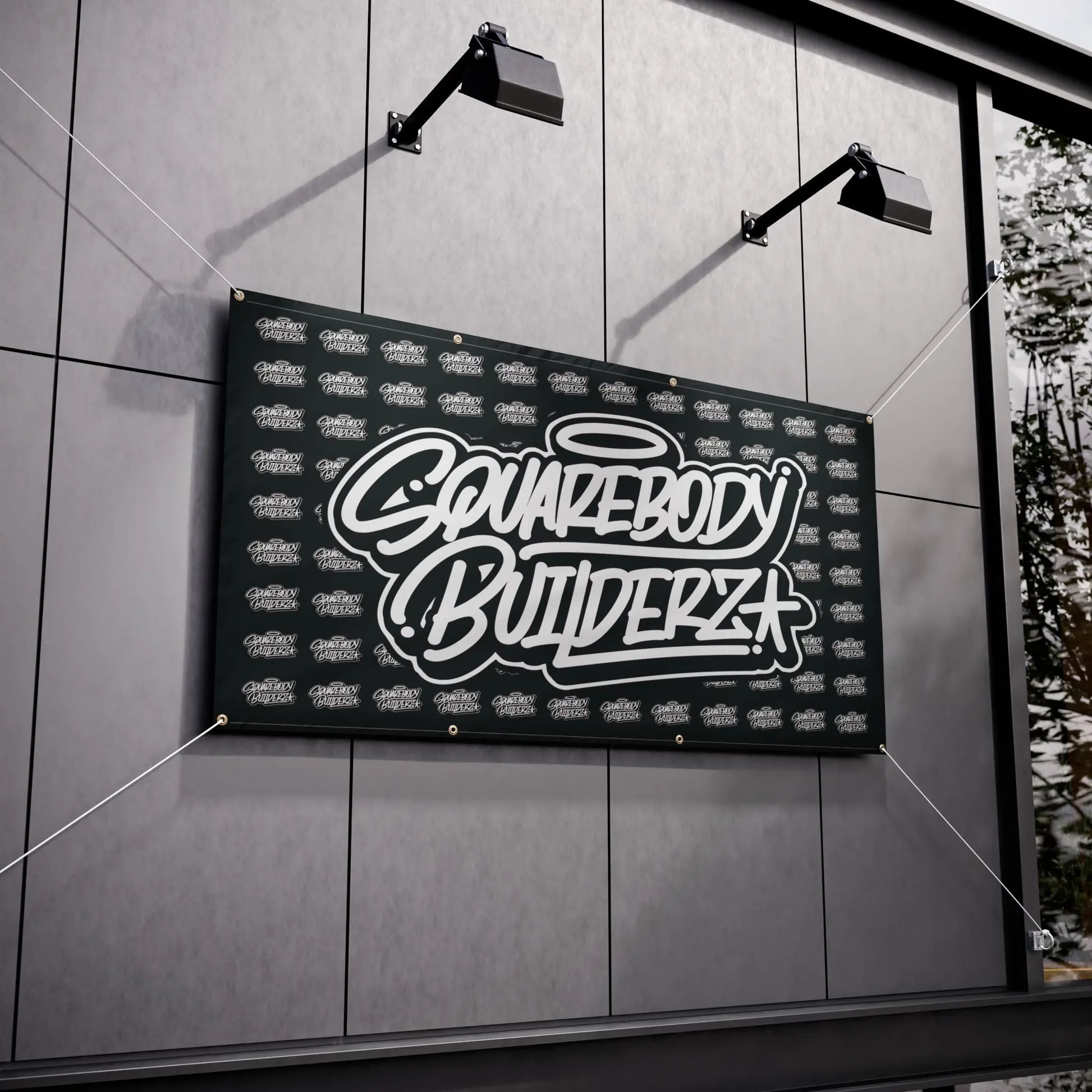 SQUAREBODY BUILDERZ logo Vinyl Banner Printify