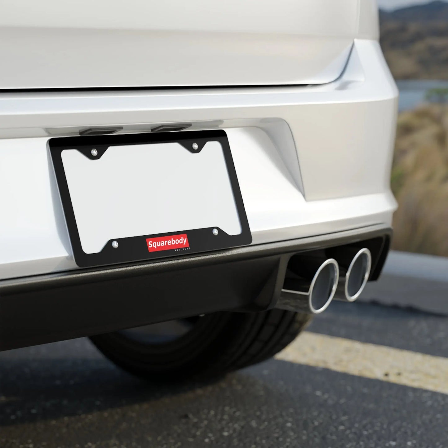 SQUAREBODY_BUILDERZ Metal License Plate Frame Printify