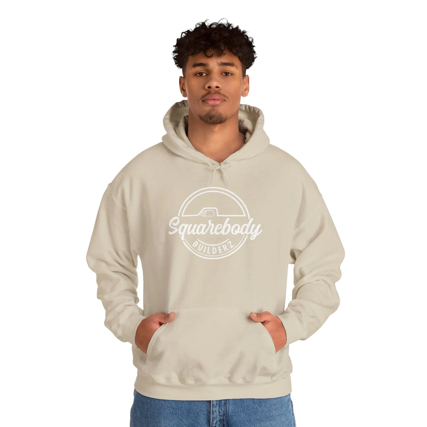 SQUAREBODY_BUILDERZ round LOGO Unisex Heavy Blend™ Hooded Sweatshirt Printify
