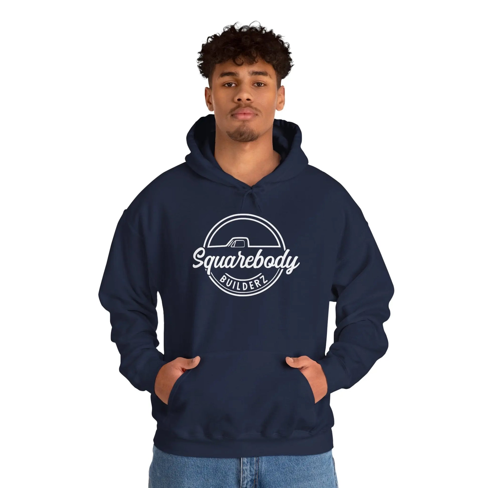 SQUAREBODY_BUILDERZ round LOGO Unisex Heavy Blend™ Hooded Sweatshirt Printify