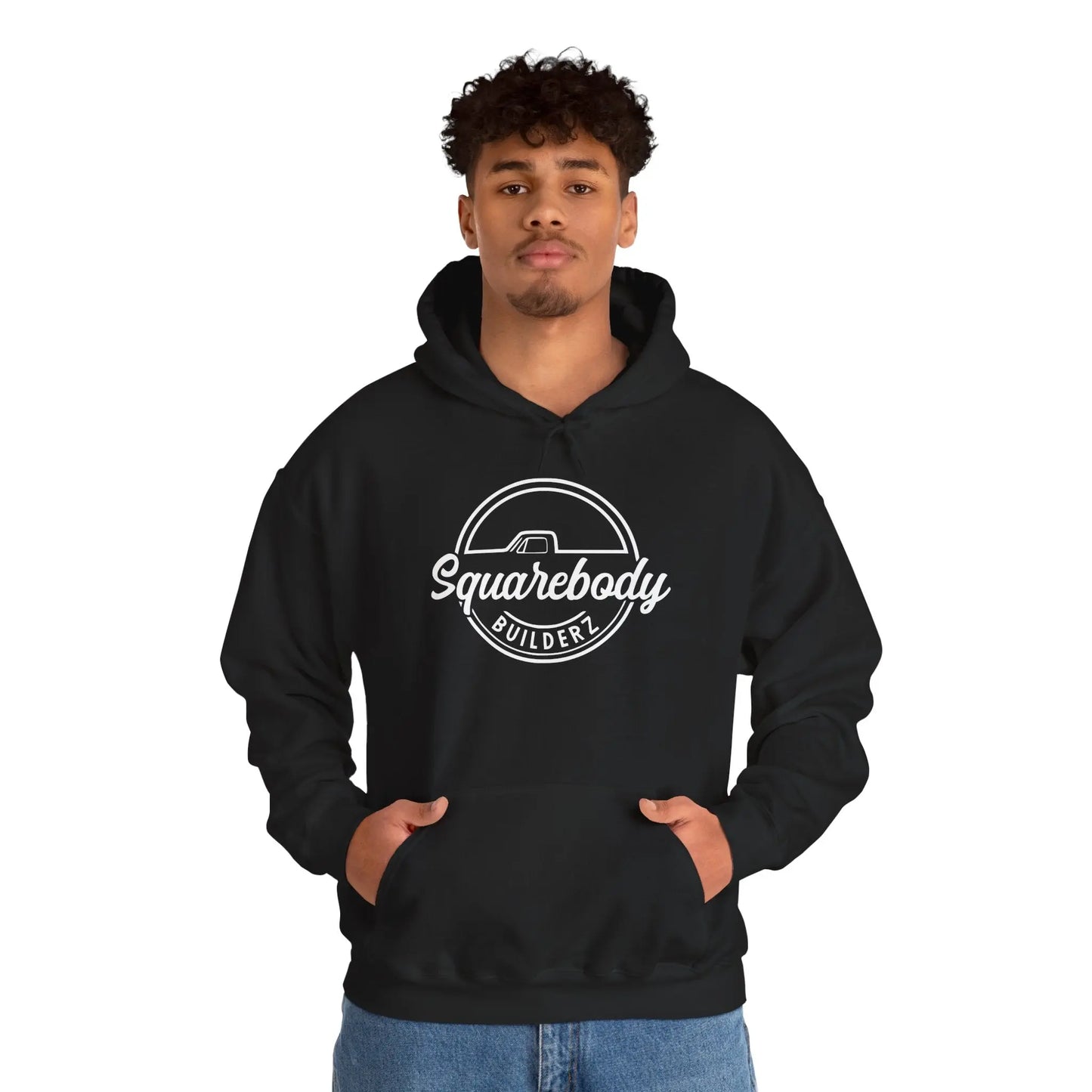 SQUAREBODY_BUILDERZ round LOGO Unisex Heavy Blend™ Hooded Sweatshirt Printify